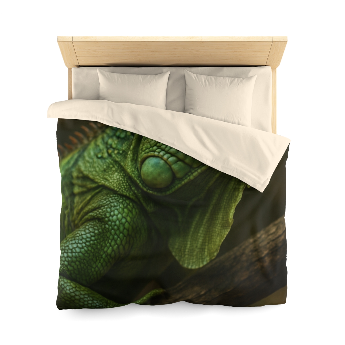 Starlit Stillness Green Iguana designer printed duvets