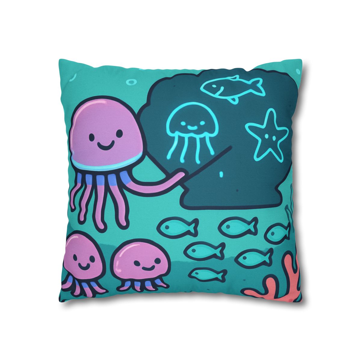 Bioluminescent Reef School With Glow Jellyfish custom pillow cases