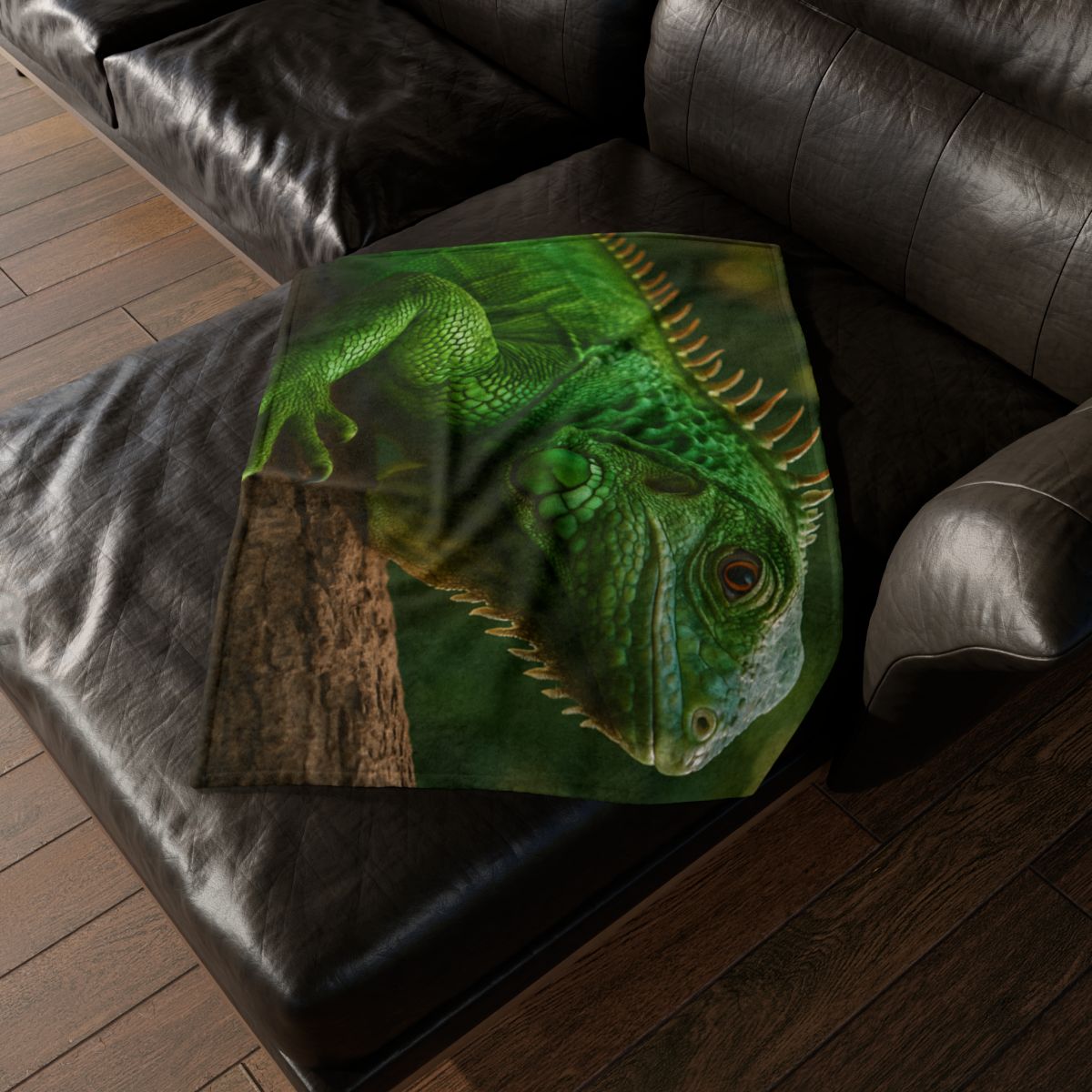 Emerald Gaze Green Iguana personalized cozy blankets