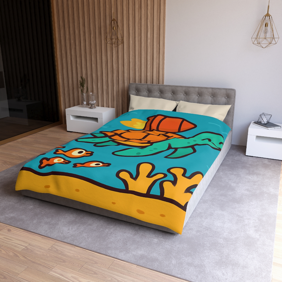 Rocket Powered Turtle Reef soft comforter duvets