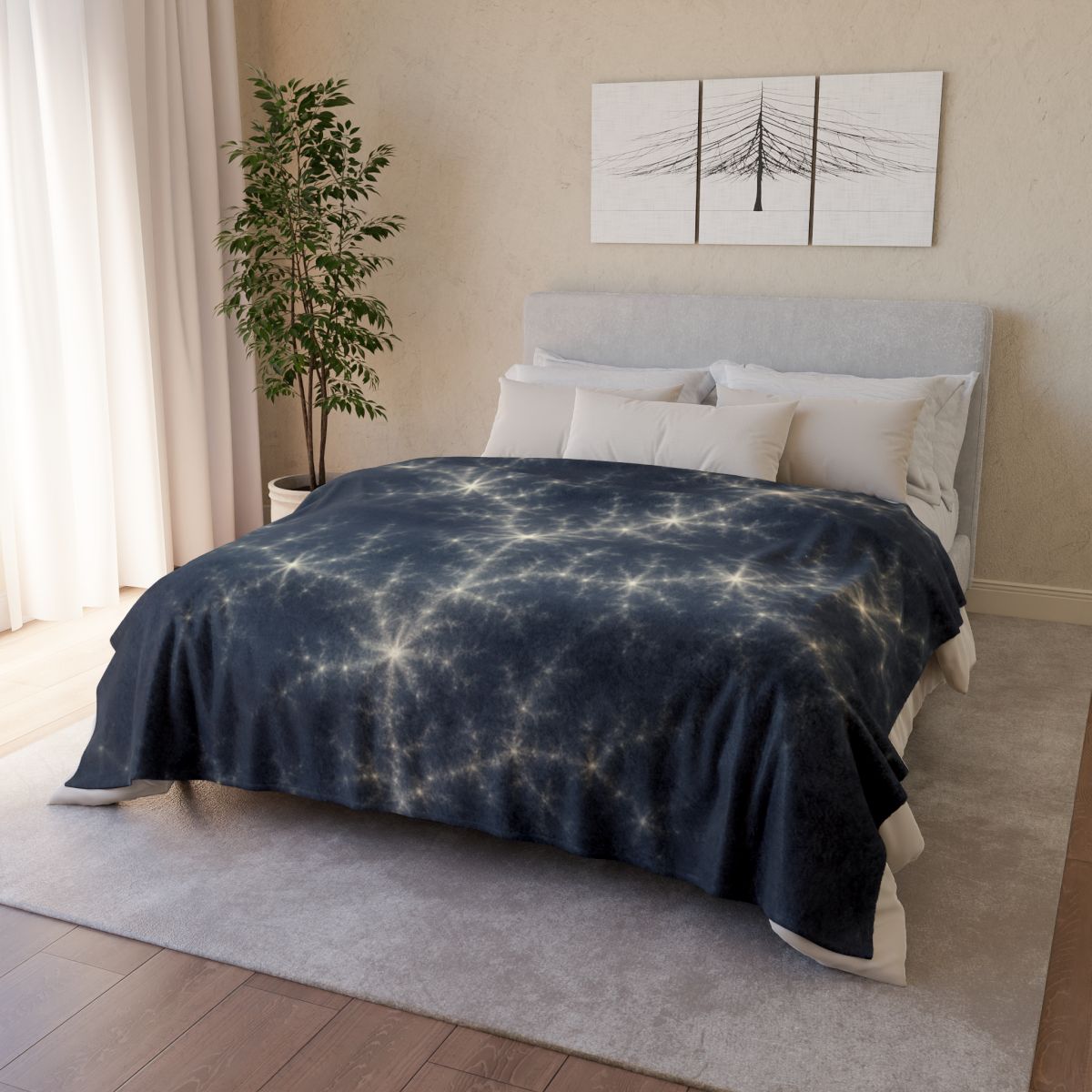 Starlit Fractal Cluster Drift stylish throw blankets