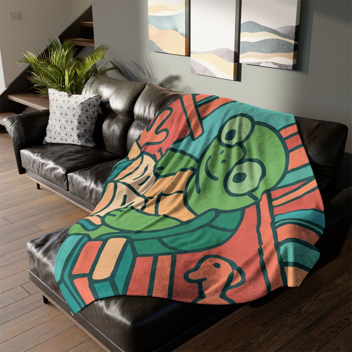 Underwater Library With Bookish Turtle designer printed blankets