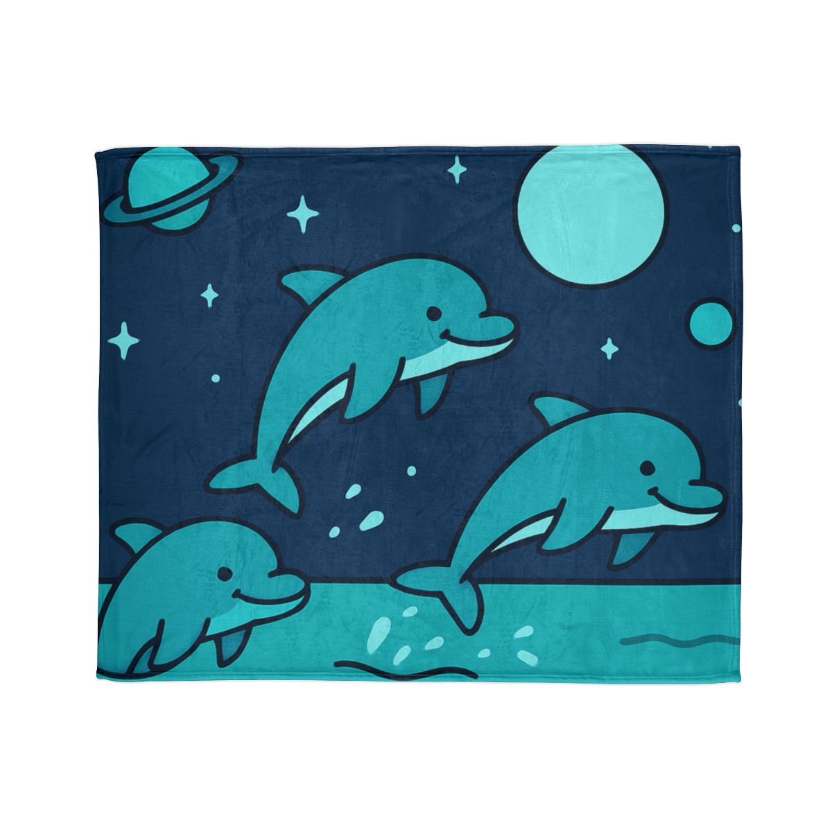 Starlight Sea And The Cosmic Dolphins trendy patterned blankets