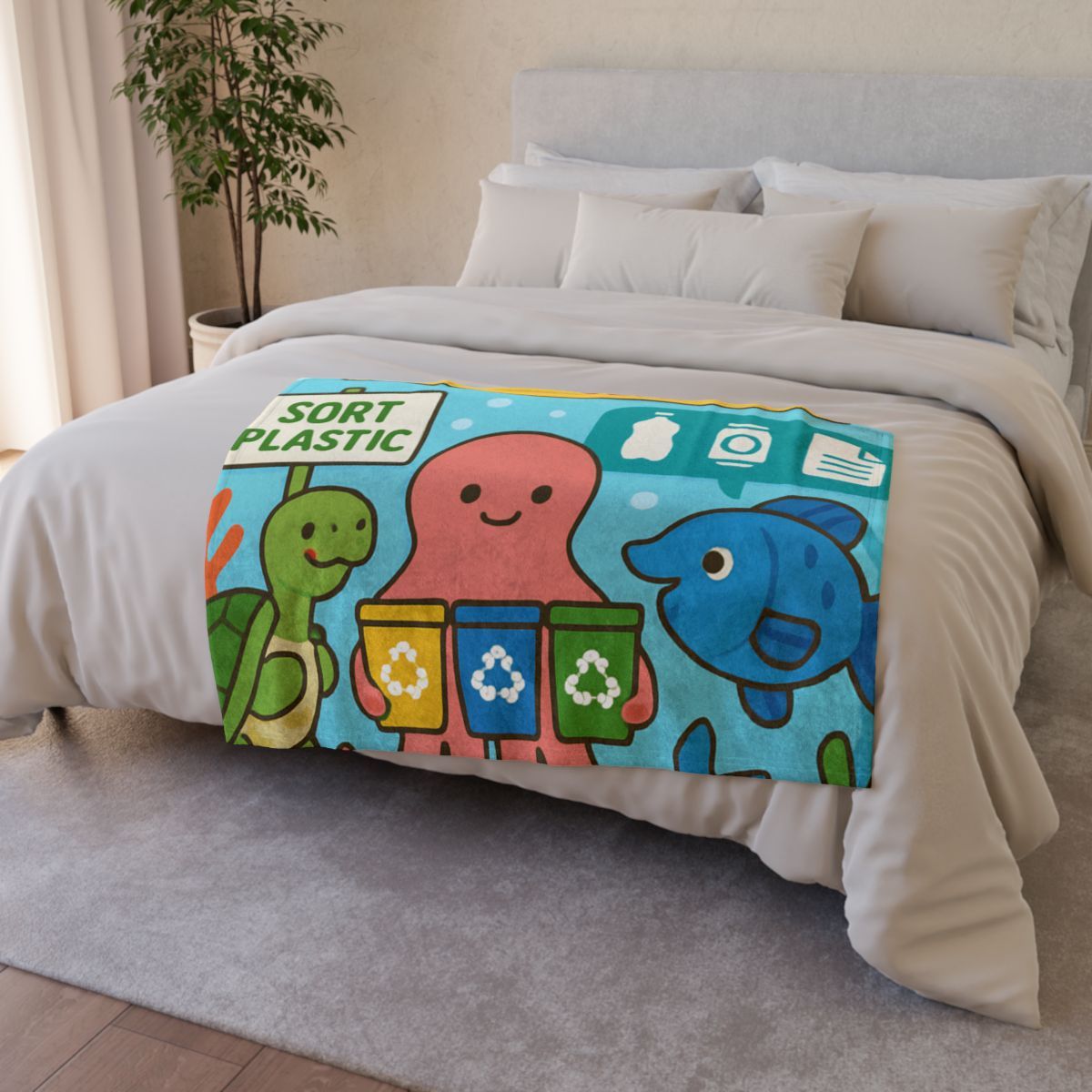 Coral Reef Recycling Parade stylish throw blankets
