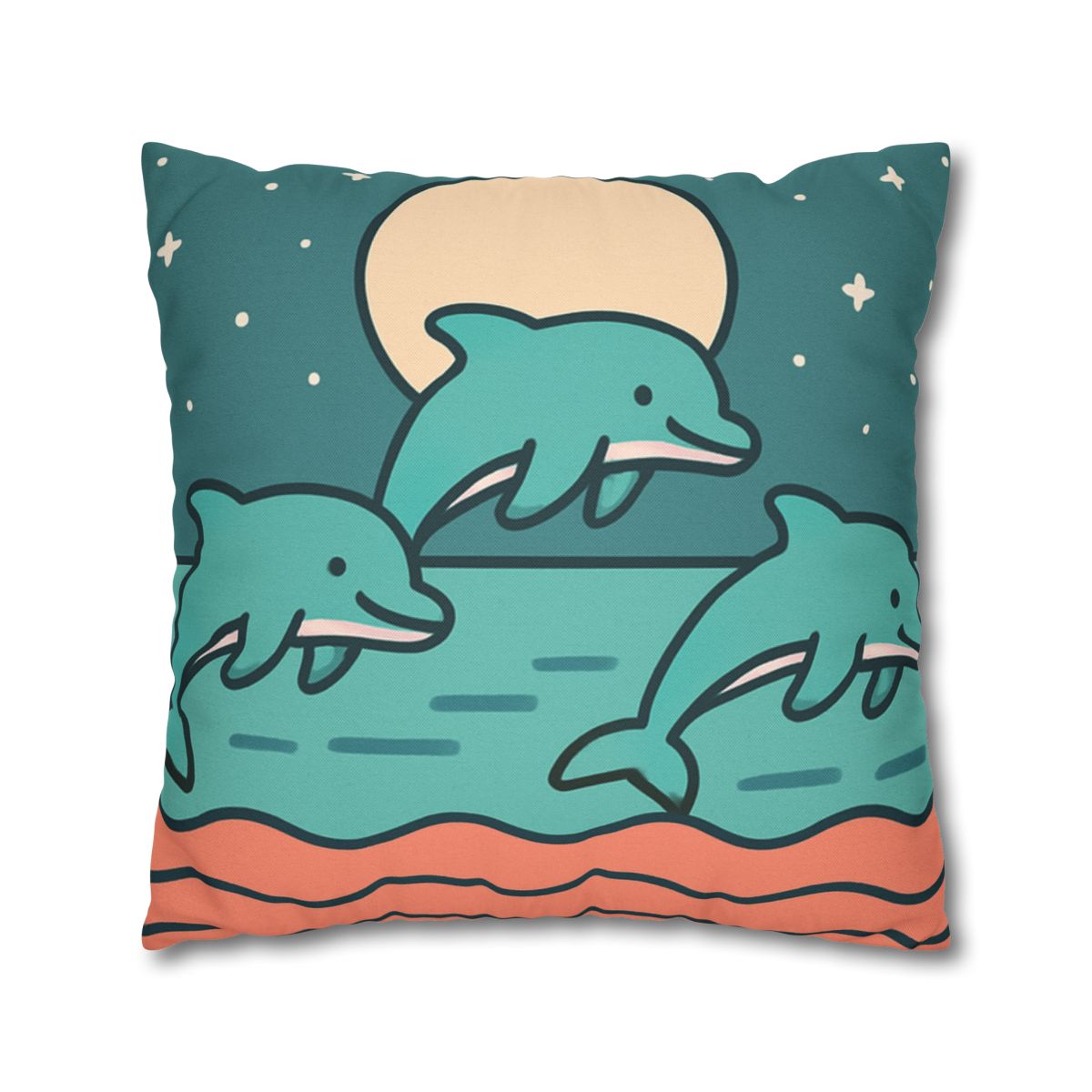 Moonlight Dolphin Parade trendy patterned pillow cases