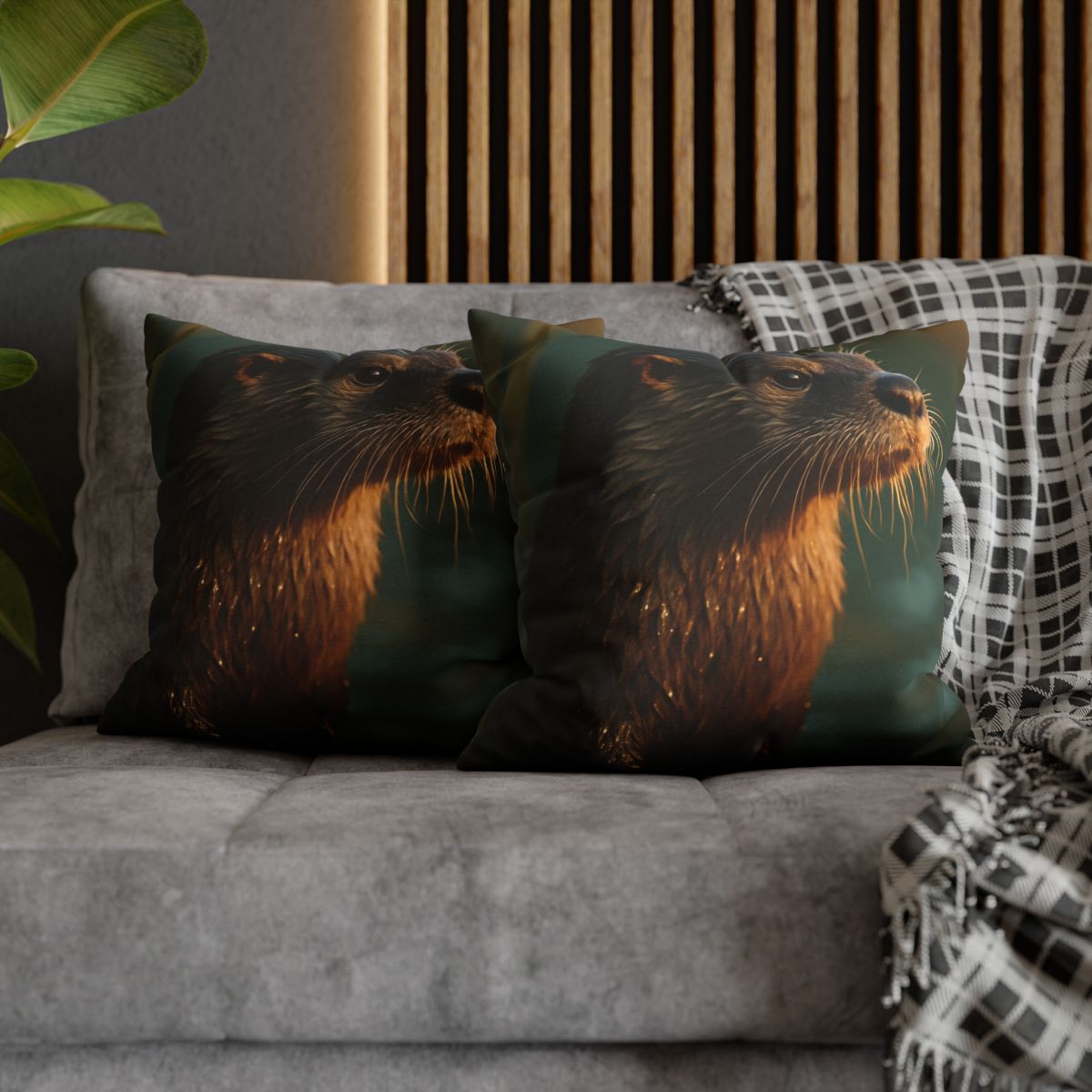 Glinting Stream River Otter soft cotton pillow cases
