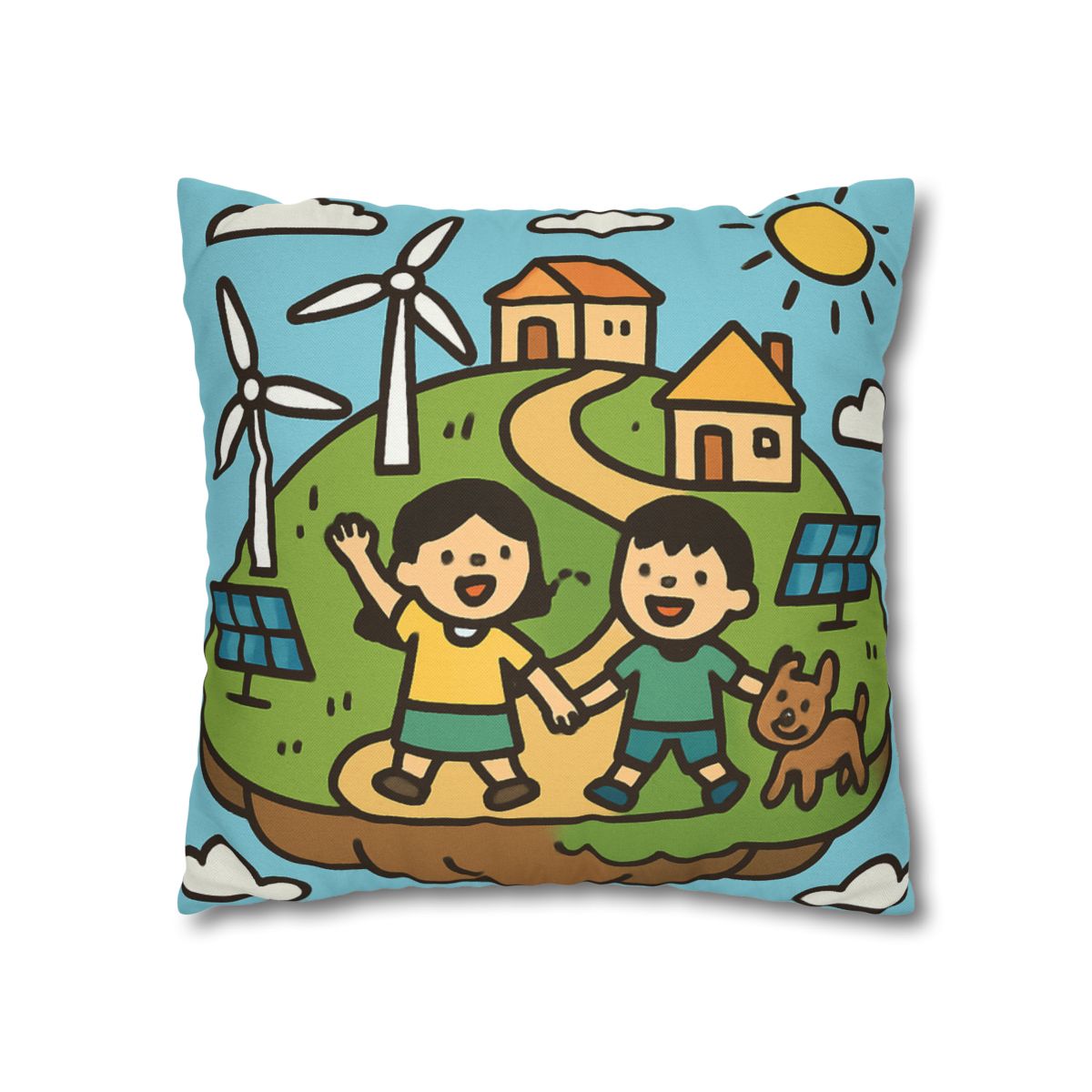 Floating Eco City Sky Island soft cotton pillow cases