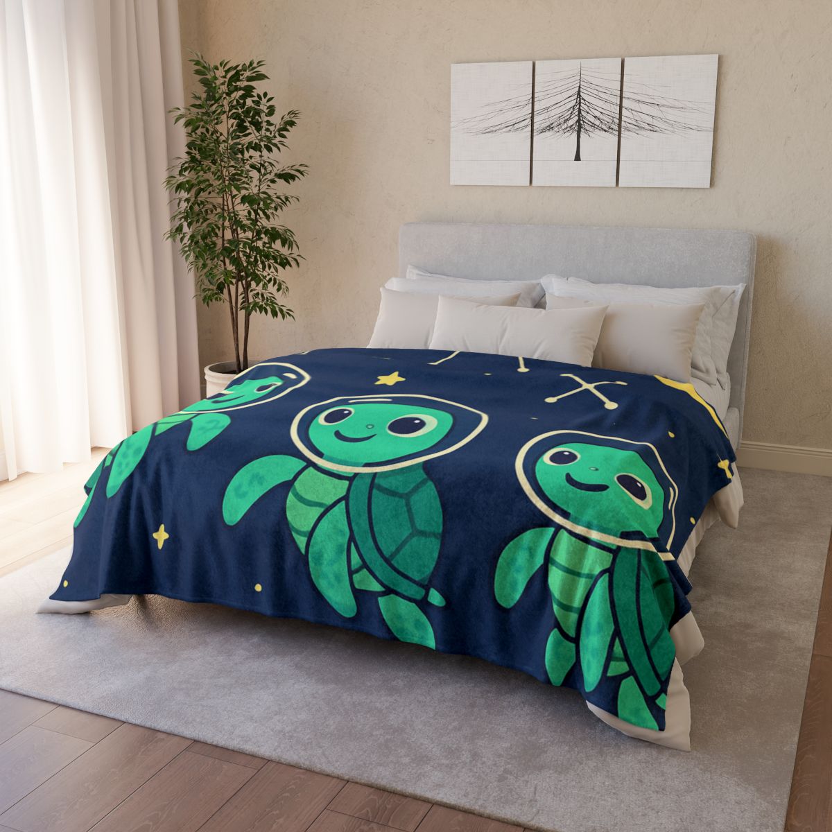 Space School Of The Curious Sea Turtles soft fleece blankets