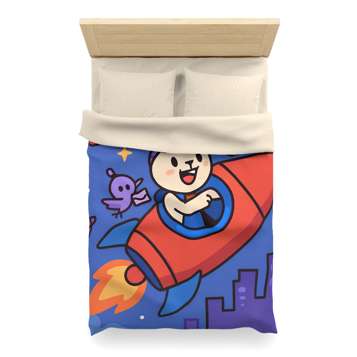 Rocket Rabbit Space Delivery custom duvets
