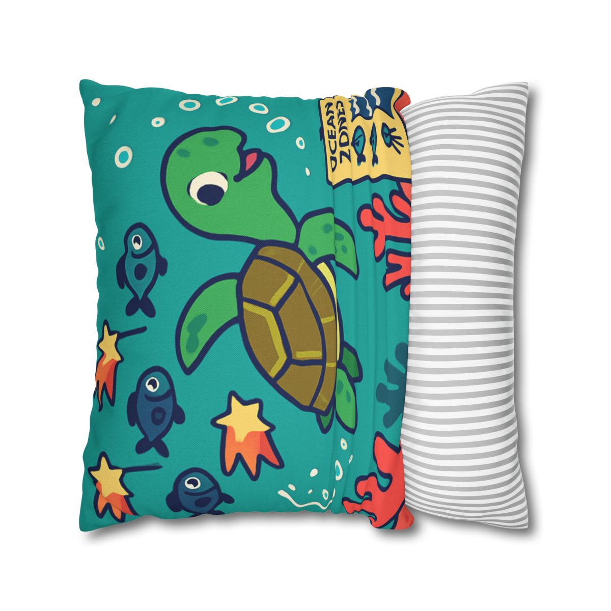 Coral Comet Turtle Parade trendy patterned pillow cases