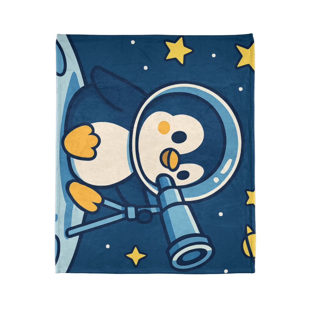 Stargazing Penguin On The Moon stylish throw blankets