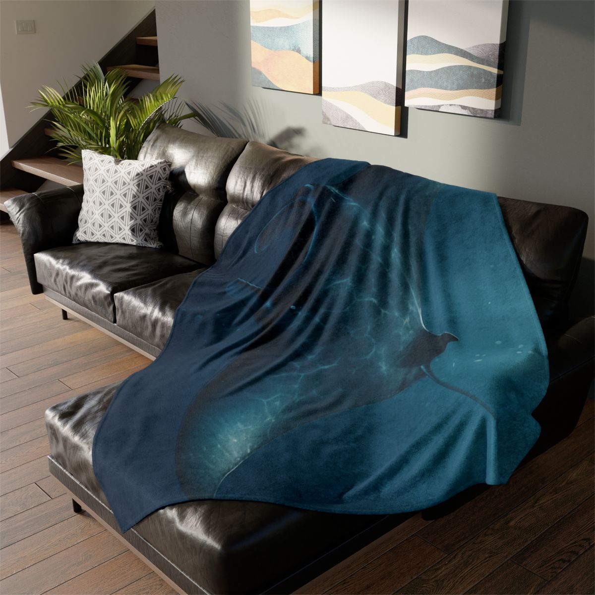 Starlit Surge Manta Ray stylish throw blankets