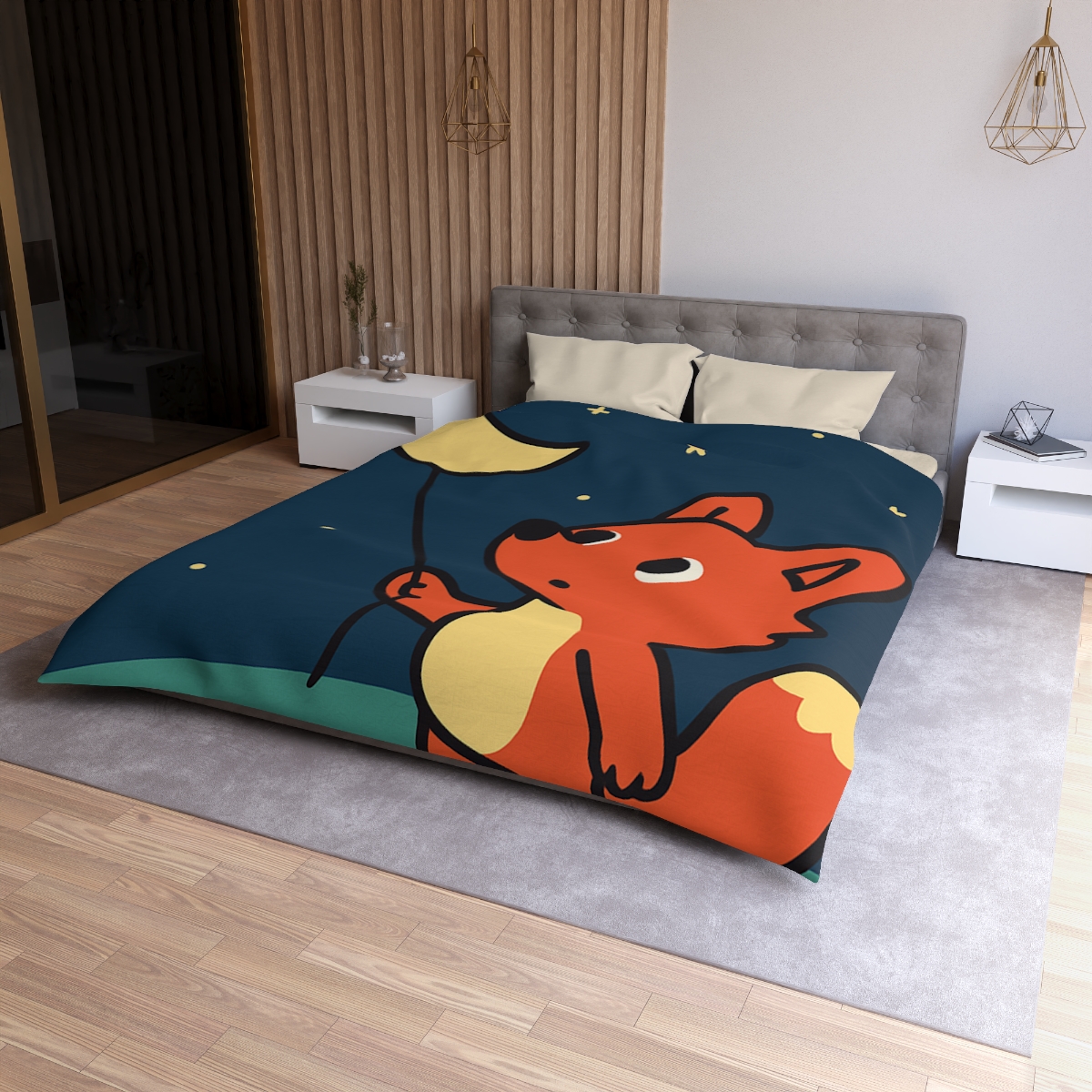Stargazing Fox And Moon Kite trendy bedroom duvets