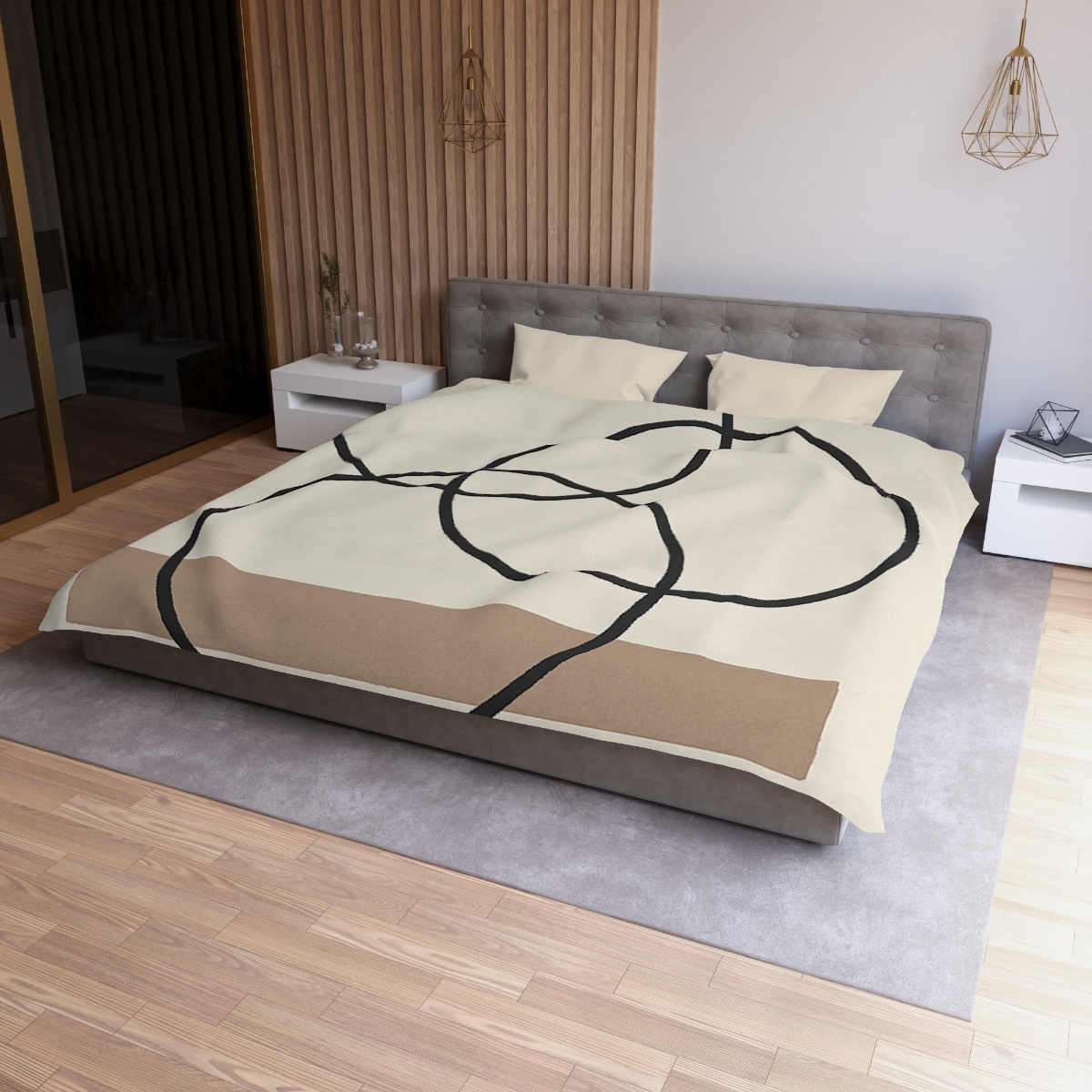 Staggered Rings And Slim Bar personalized bedding duvets