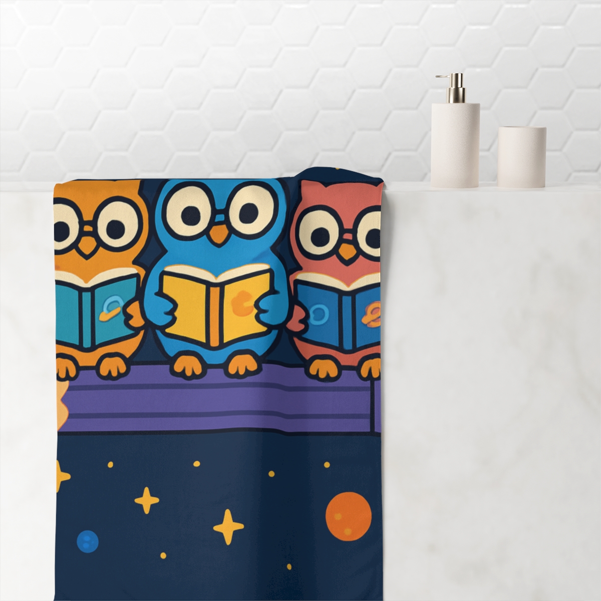 Galaxy School Of Curious Owls stylish beach towels