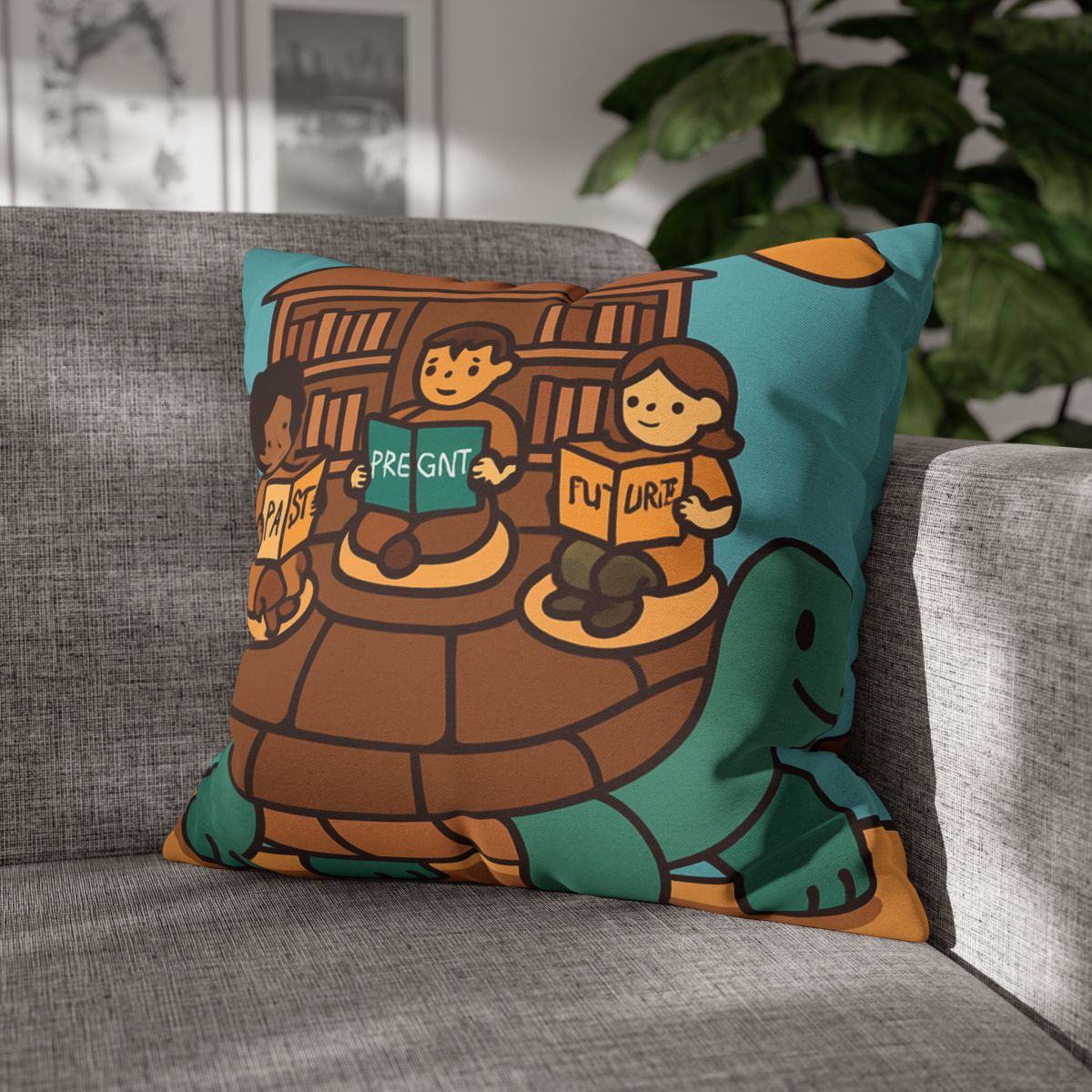 Time Traveling Turtle Library custom pillow cases