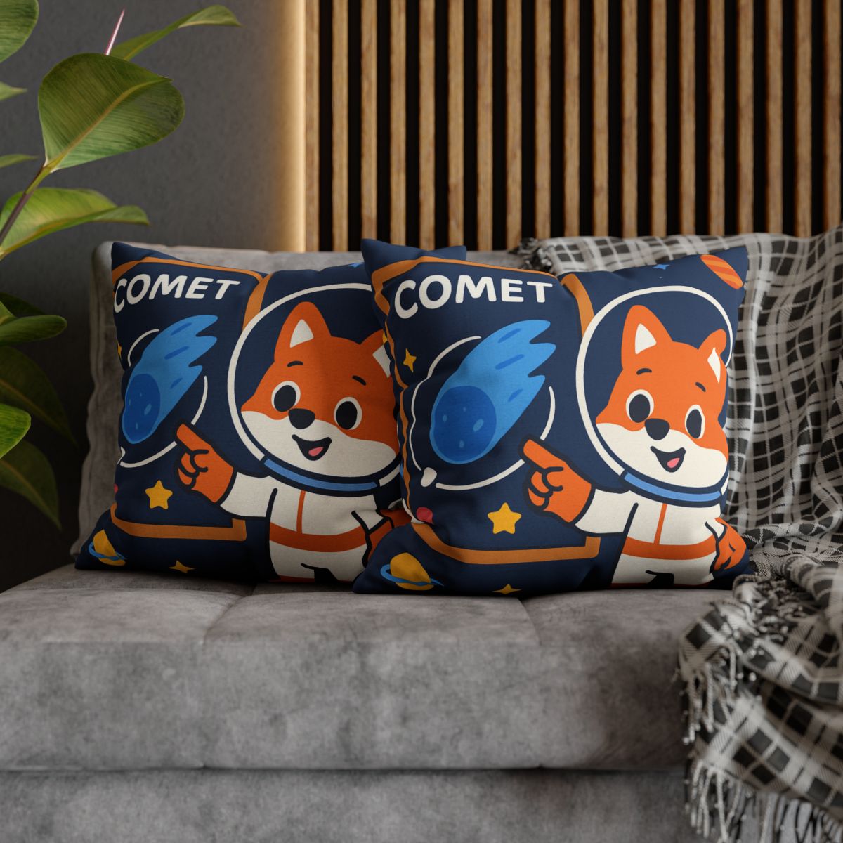 Comet Classroom With Curious Space Fox soft cotton pillow cases