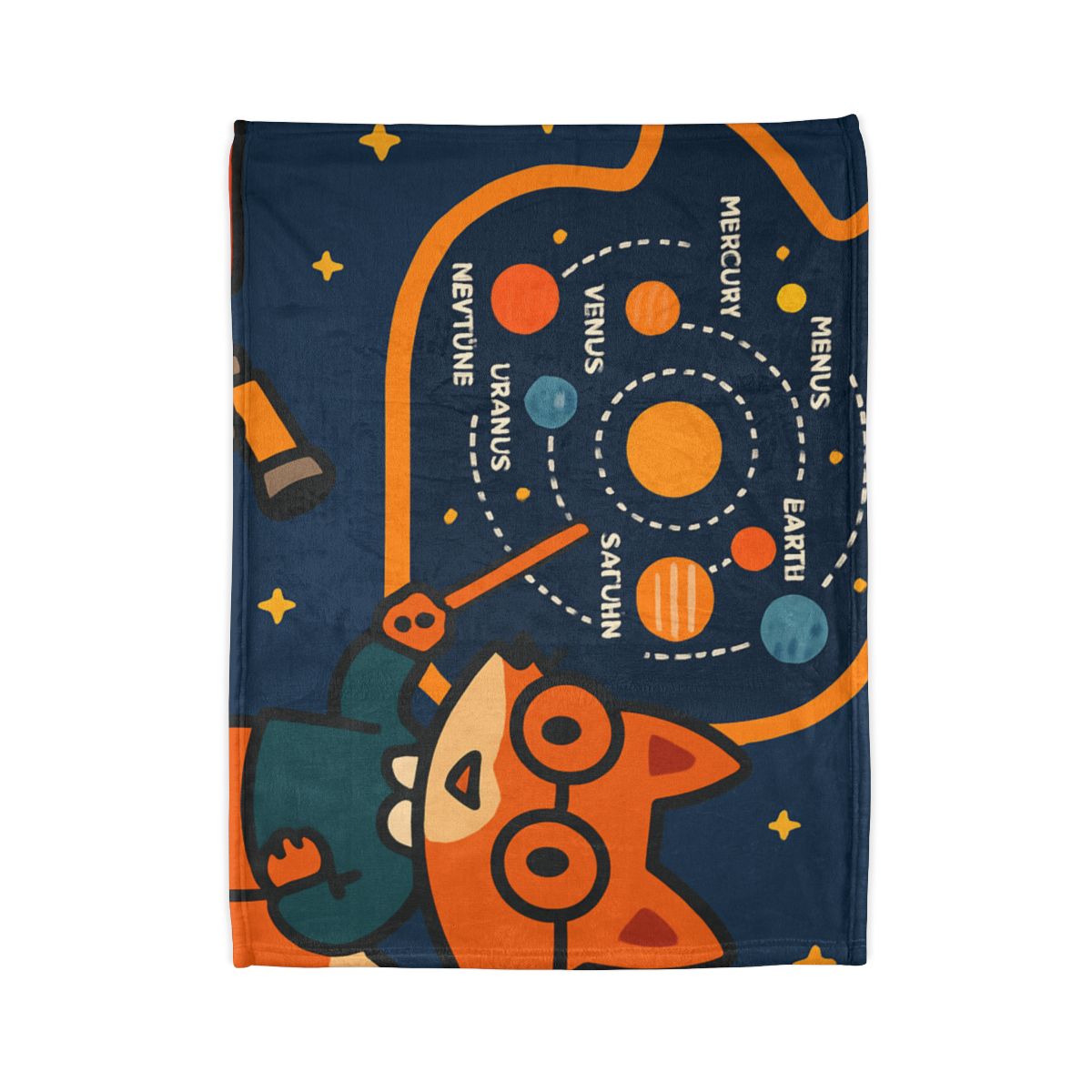 Comet Classroom With Star Map Fox personalized cozy blankets