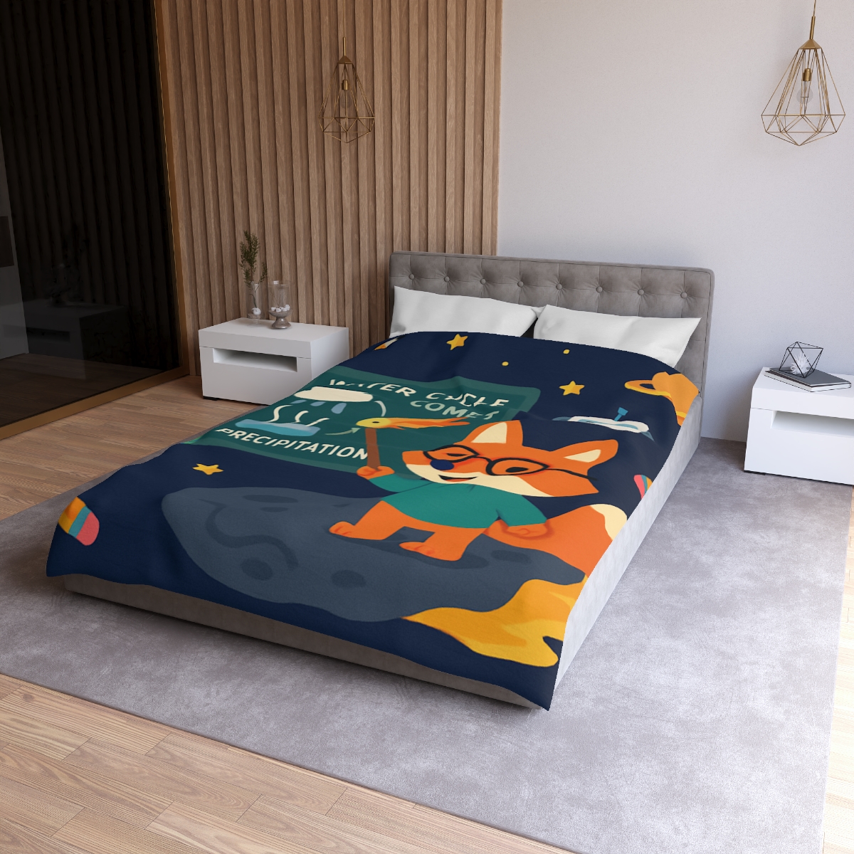 Comet Classroom With Professor Fox designer printed duvets