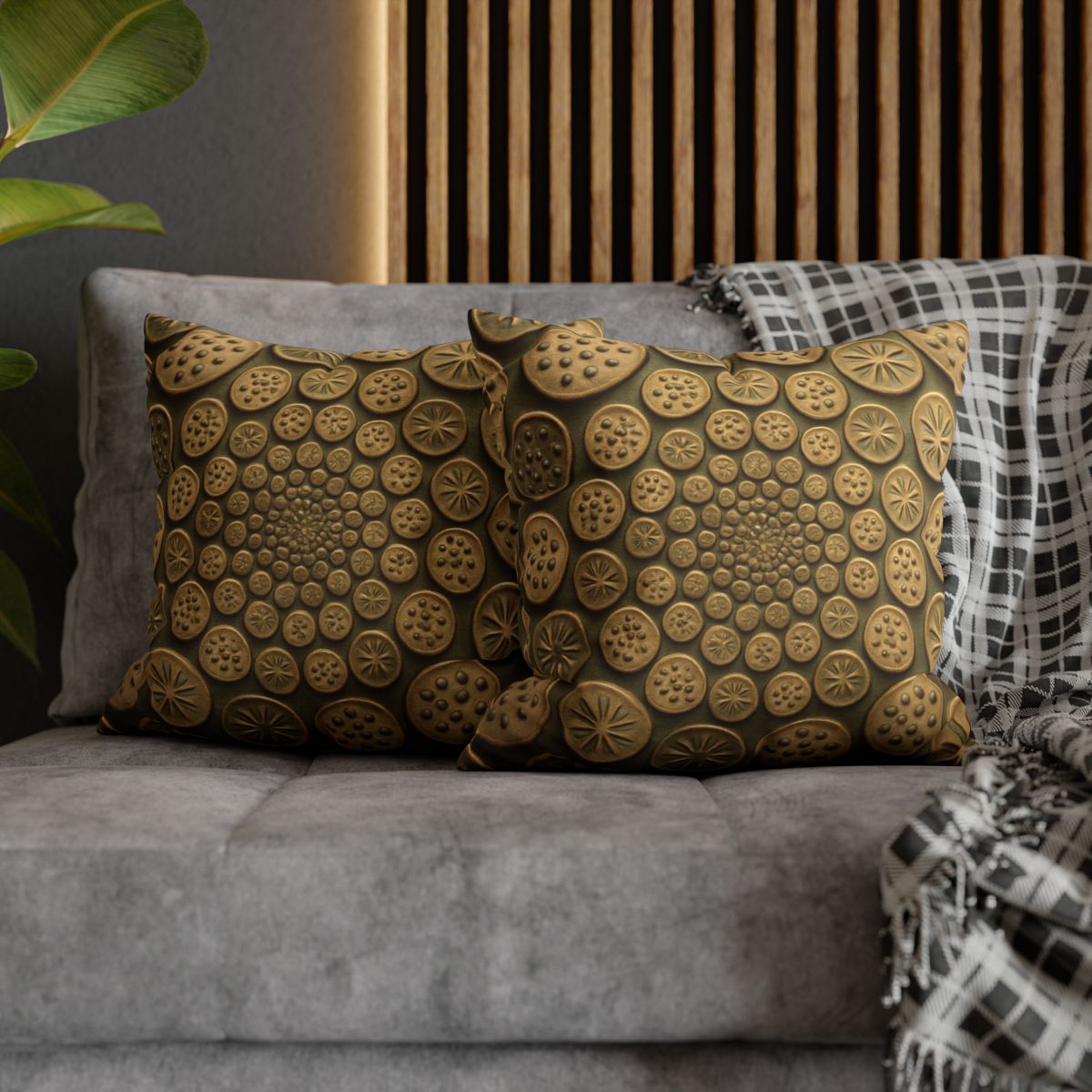 Seed Pod Micro Spiral Array designer print pillow cases