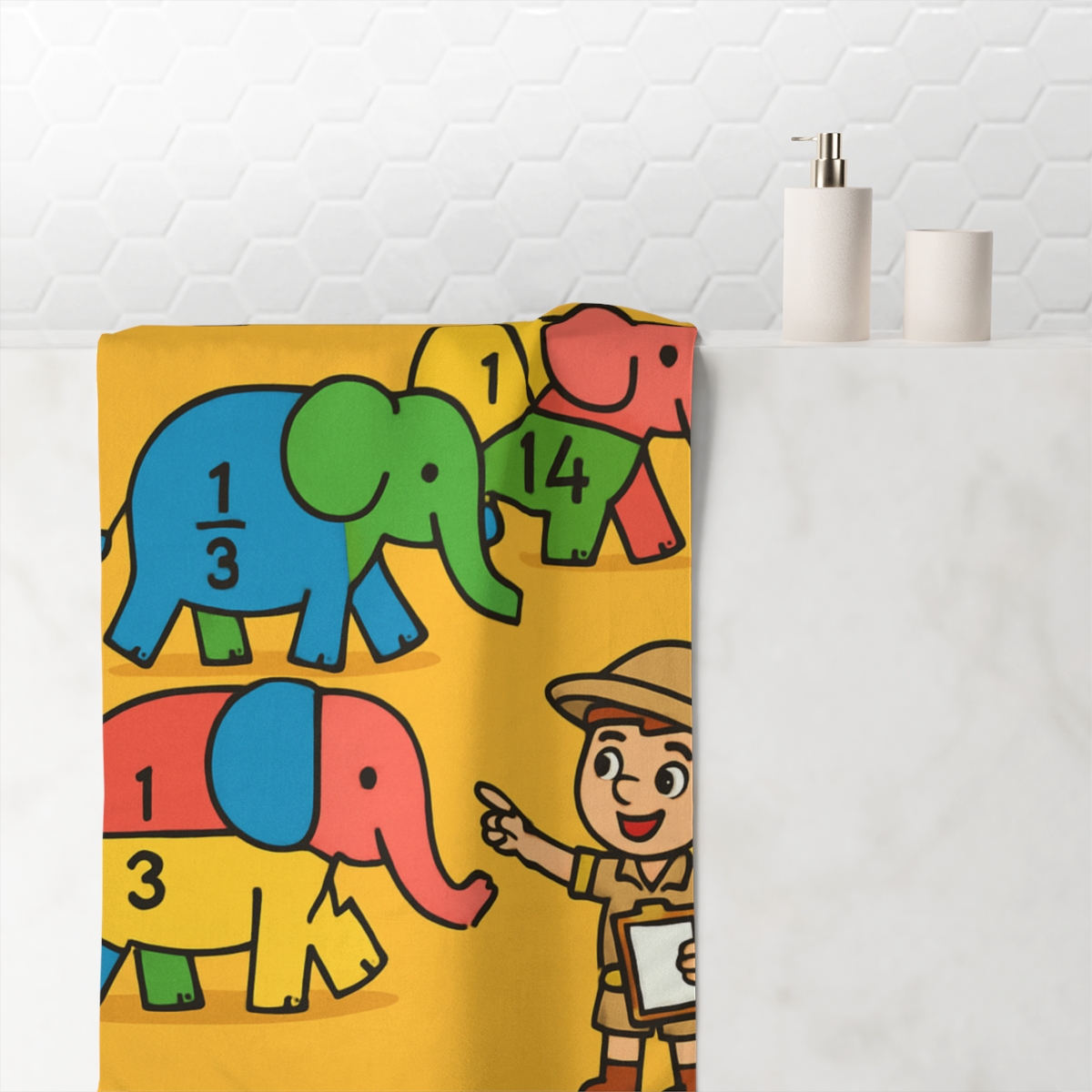 Math Safari With The Fraction Elephants designer printed towels