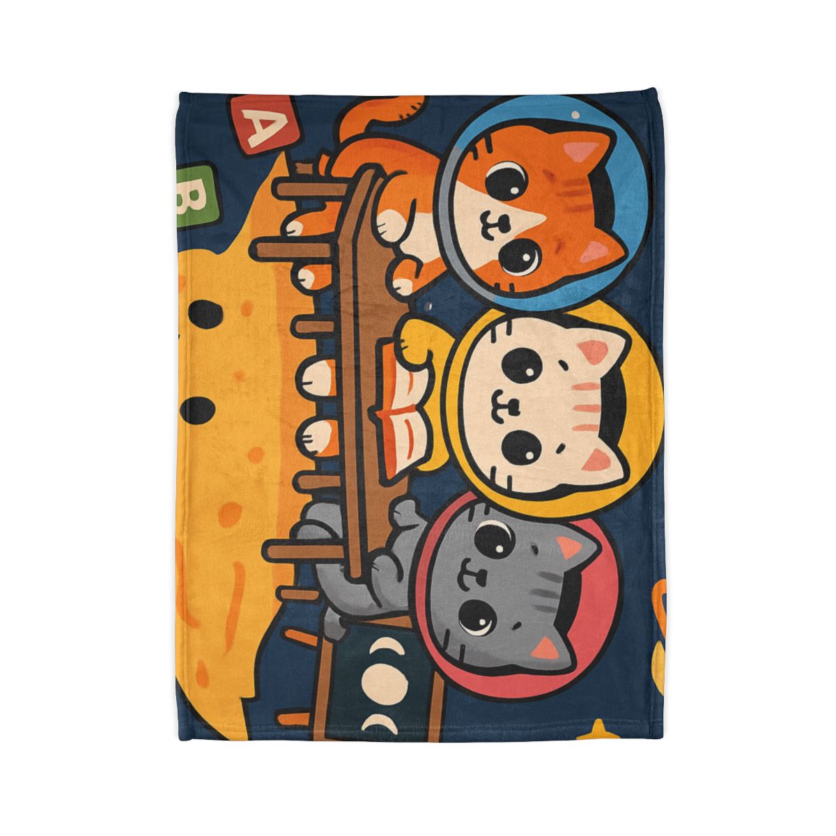 Comet Classroom With Curious Kittens unique gift blanketscustom blankets