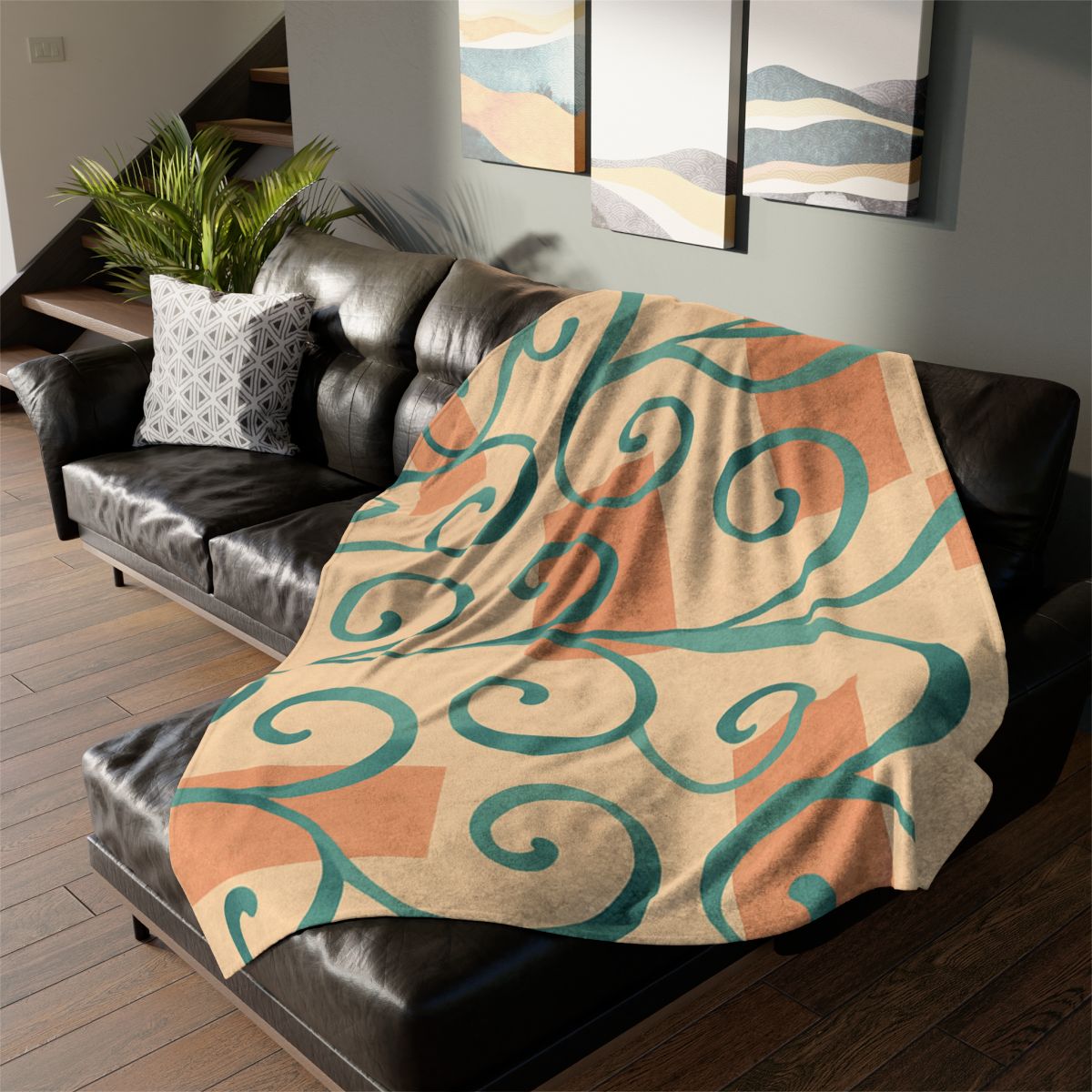 Tendril Ribbon Grid designer printed blankets