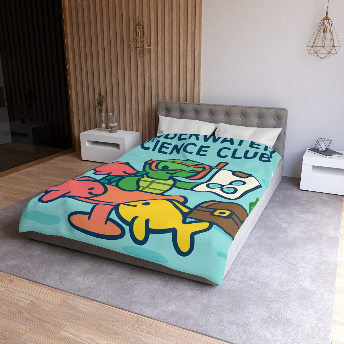 Coral Reef Science Club Turtle personalized bedding duvets