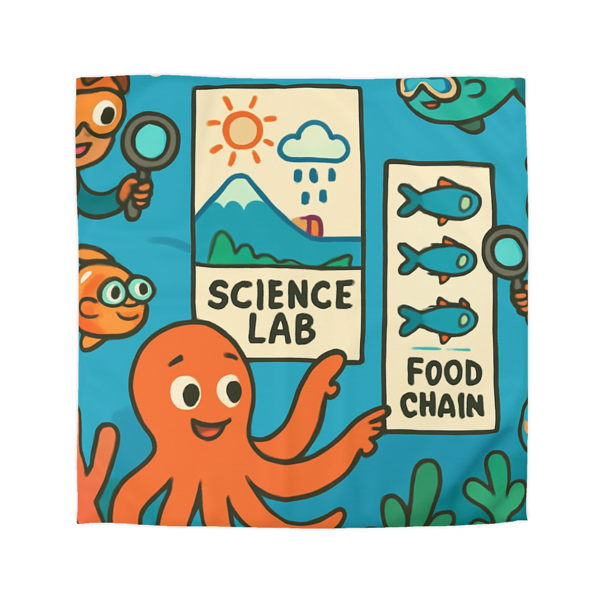 Underwater Science Lab Reef custom duvets