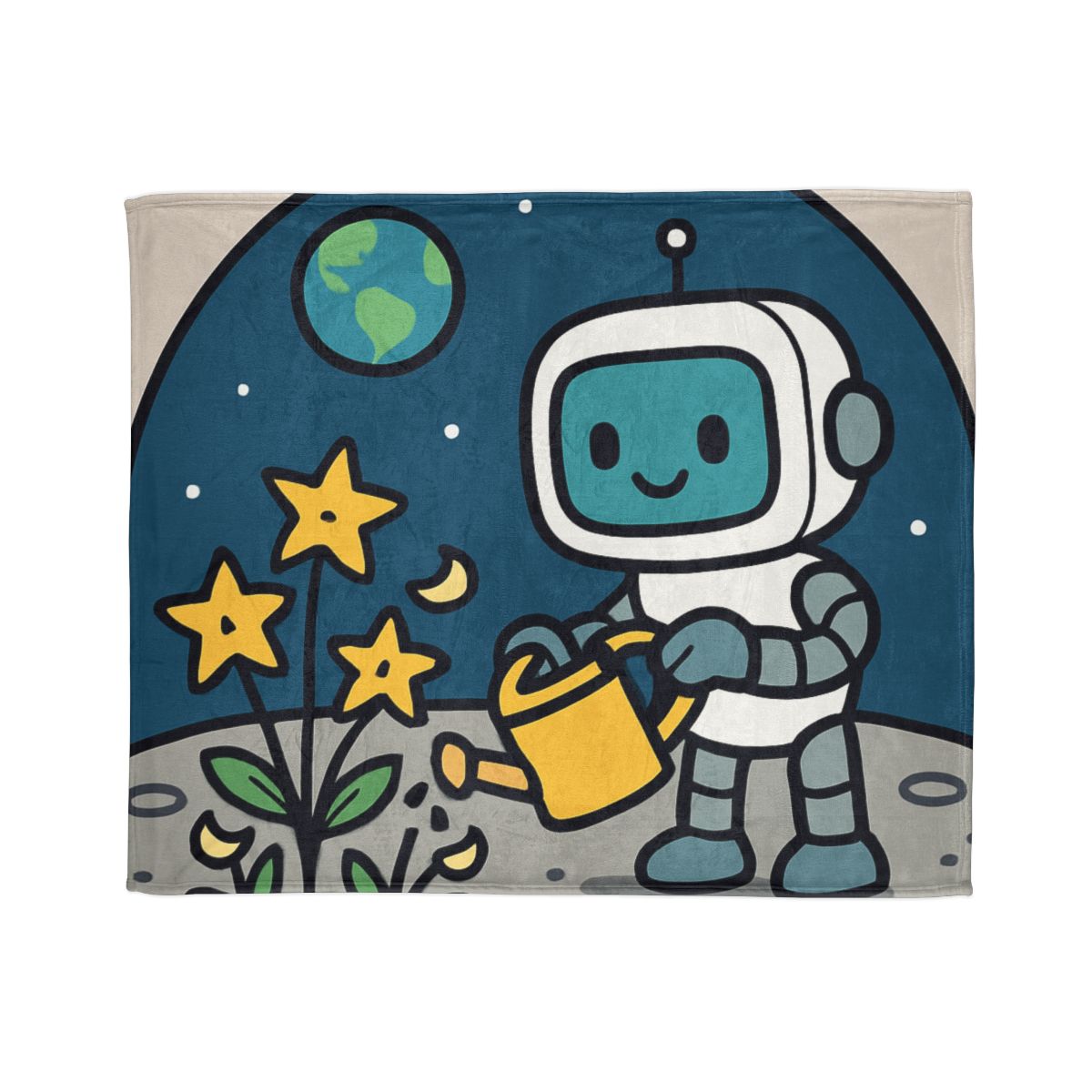 Moon Garden Robot And Space Sprouts custom blankets