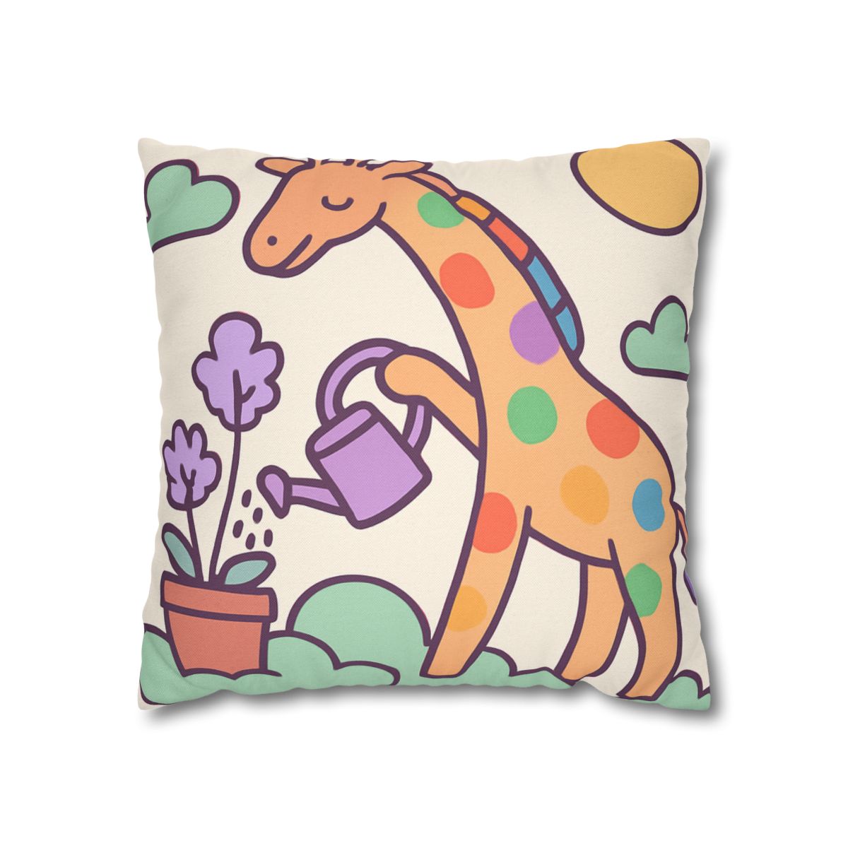 Cloud Garden With Rainbow Giraffe trendy patterned pillow cases