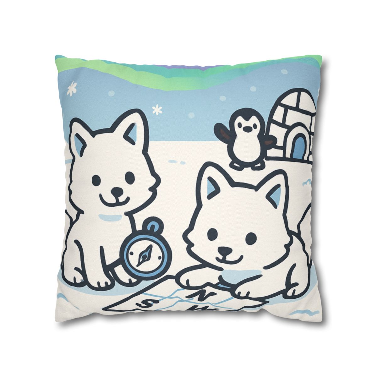 Polar Aurora Map Makers trendy patterned pillow cases