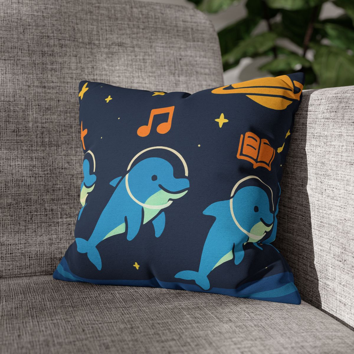 Space School Of The Ocean Dolphins designer print pillow cases