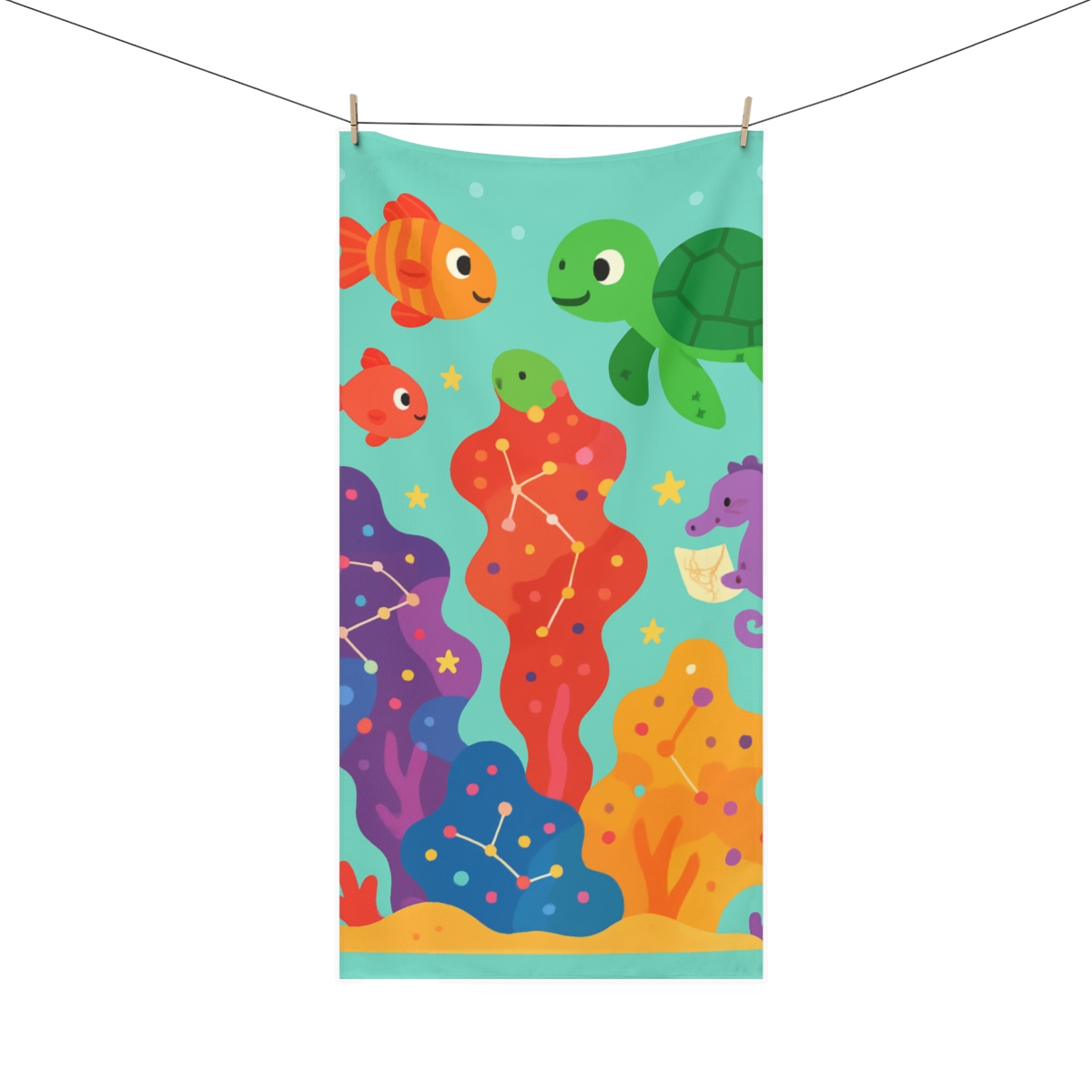 Cosmic Coral Reef Explorers personalized bath towels