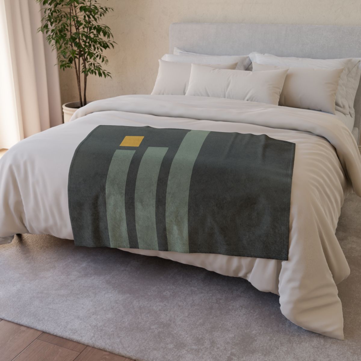 Offset Trio Of Vertical Bars soft fleece blankets