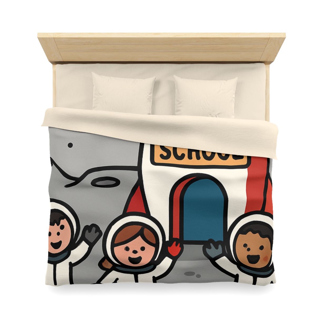 Rocket School On The Moon stylish duvet covers