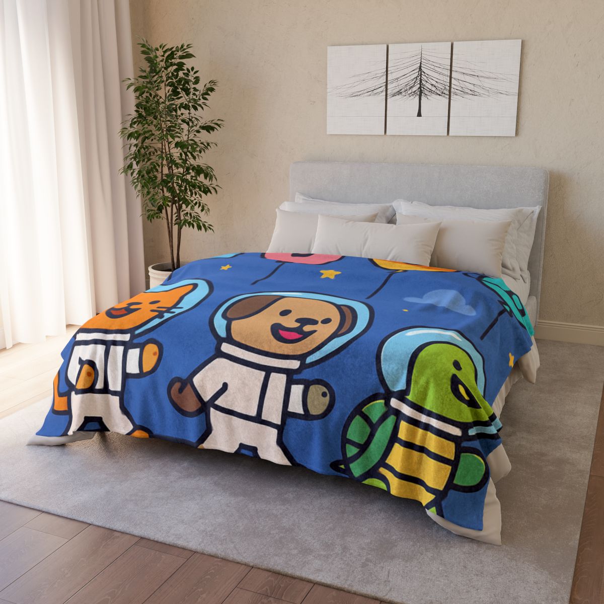 Planet Parade Of The Animal Astronauts soft fleece blankets