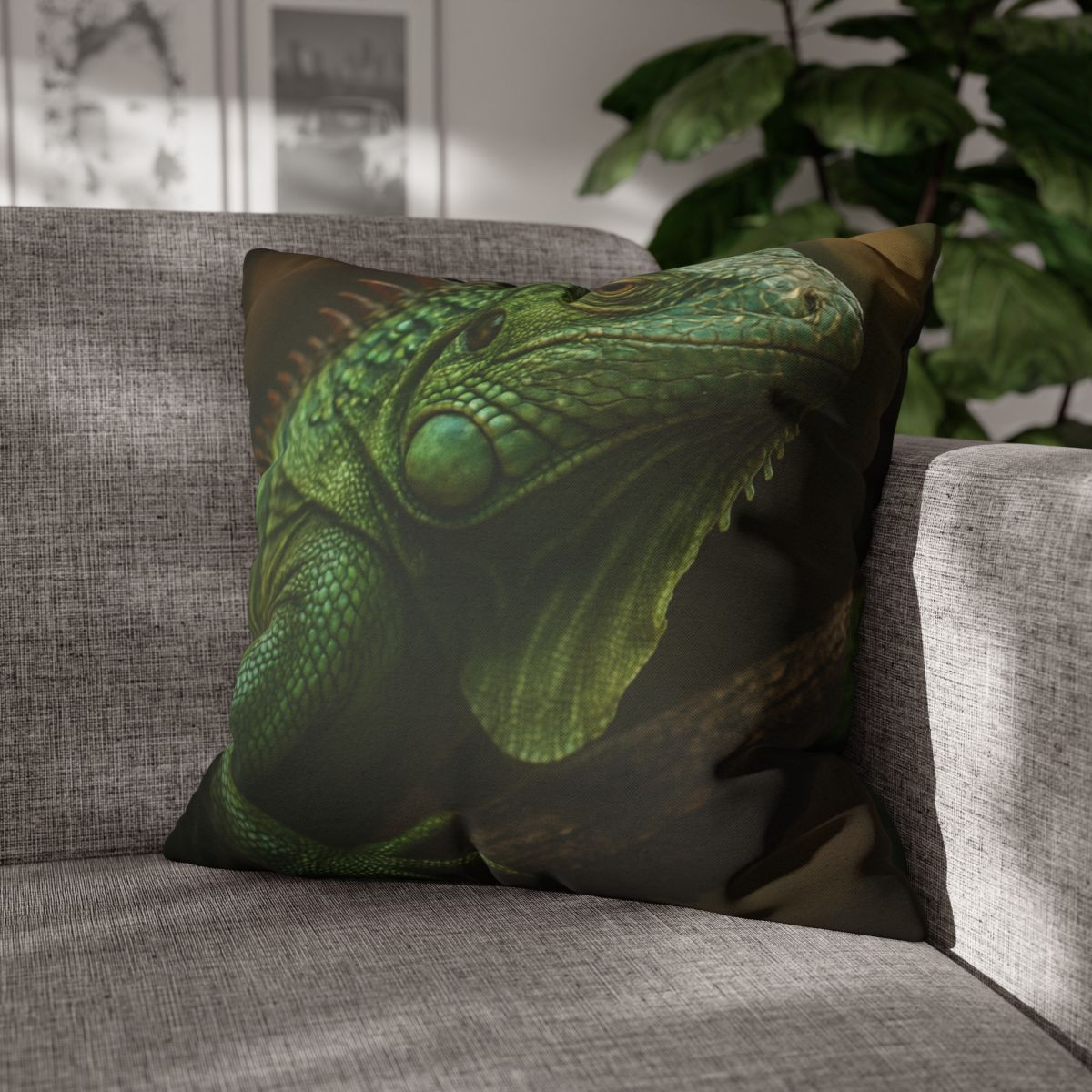 Starlit Stillness Green Iguana trendy patterned pillow cases