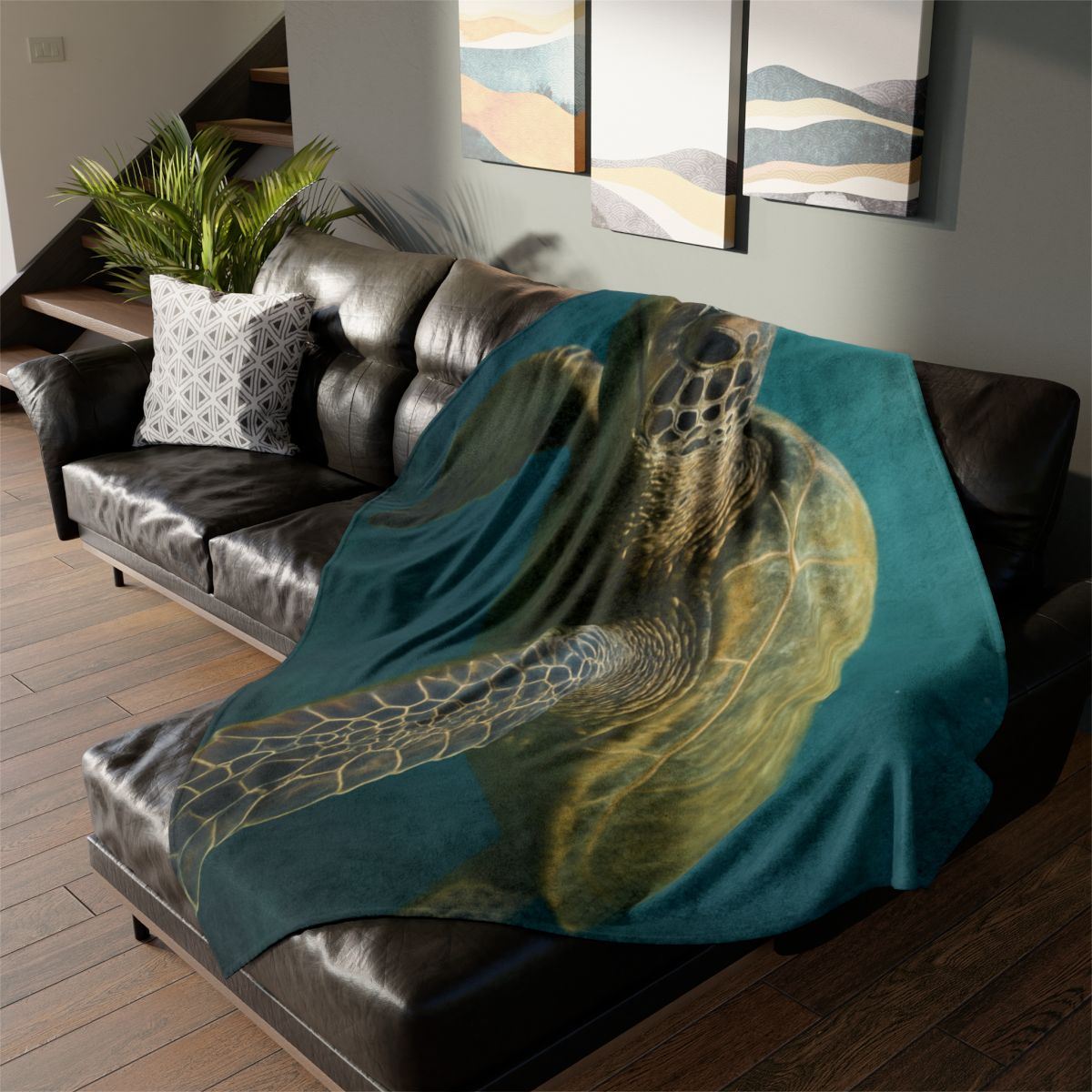 Glasswater Drift Green Sea Turtle warm winter blankets