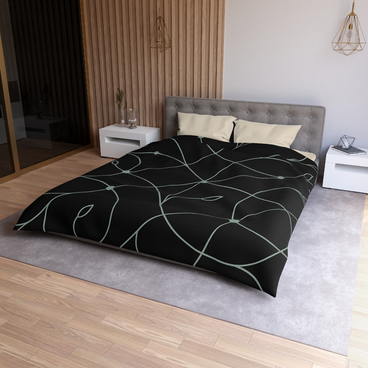 Vine Lattice Constellation Map designer printed duvets
