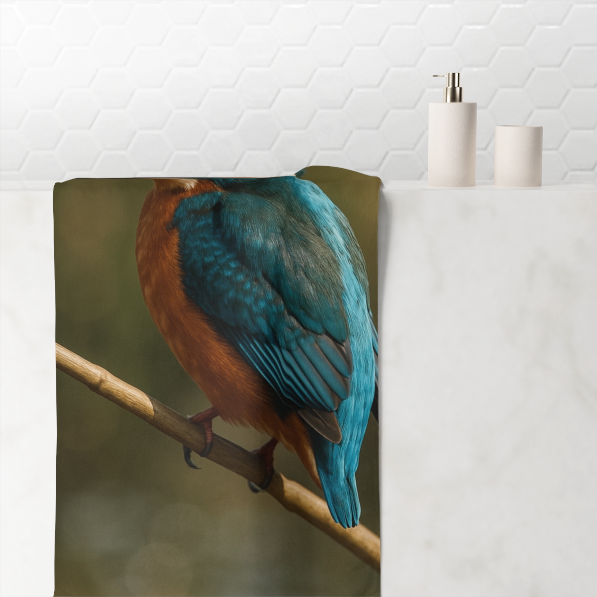 Prism Flash Common Kingfisher comfortable face towels