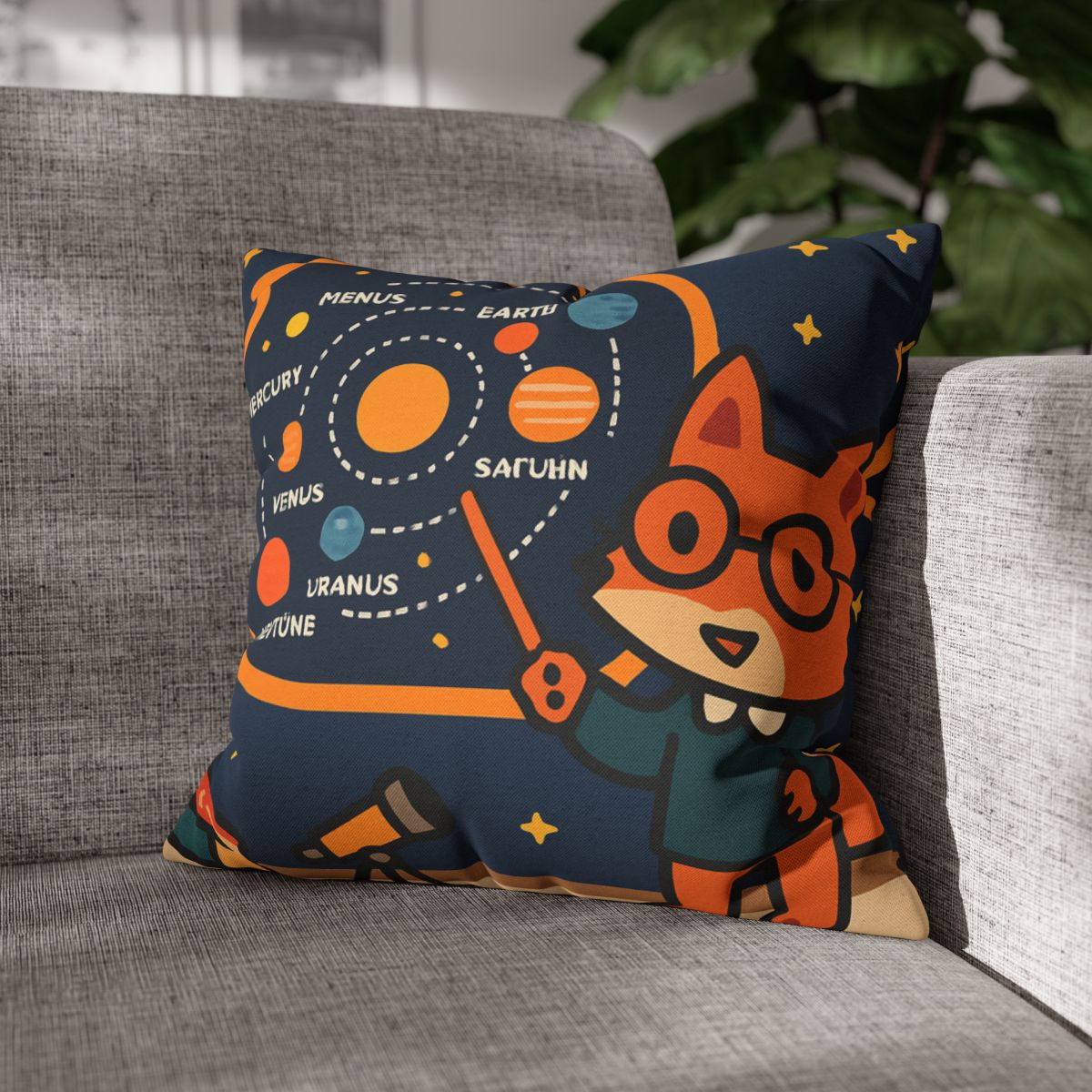Comet Classroom With Star Map Fox trendy patterned pillow cases