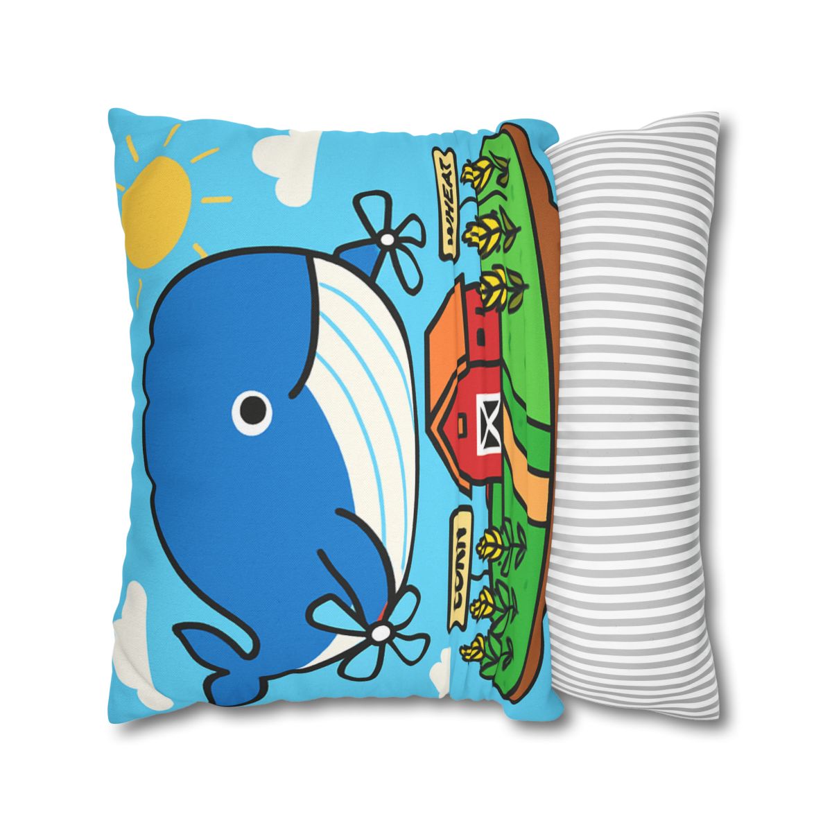Windmill Whale Above The Floating Farm trendy patterned pillow cases