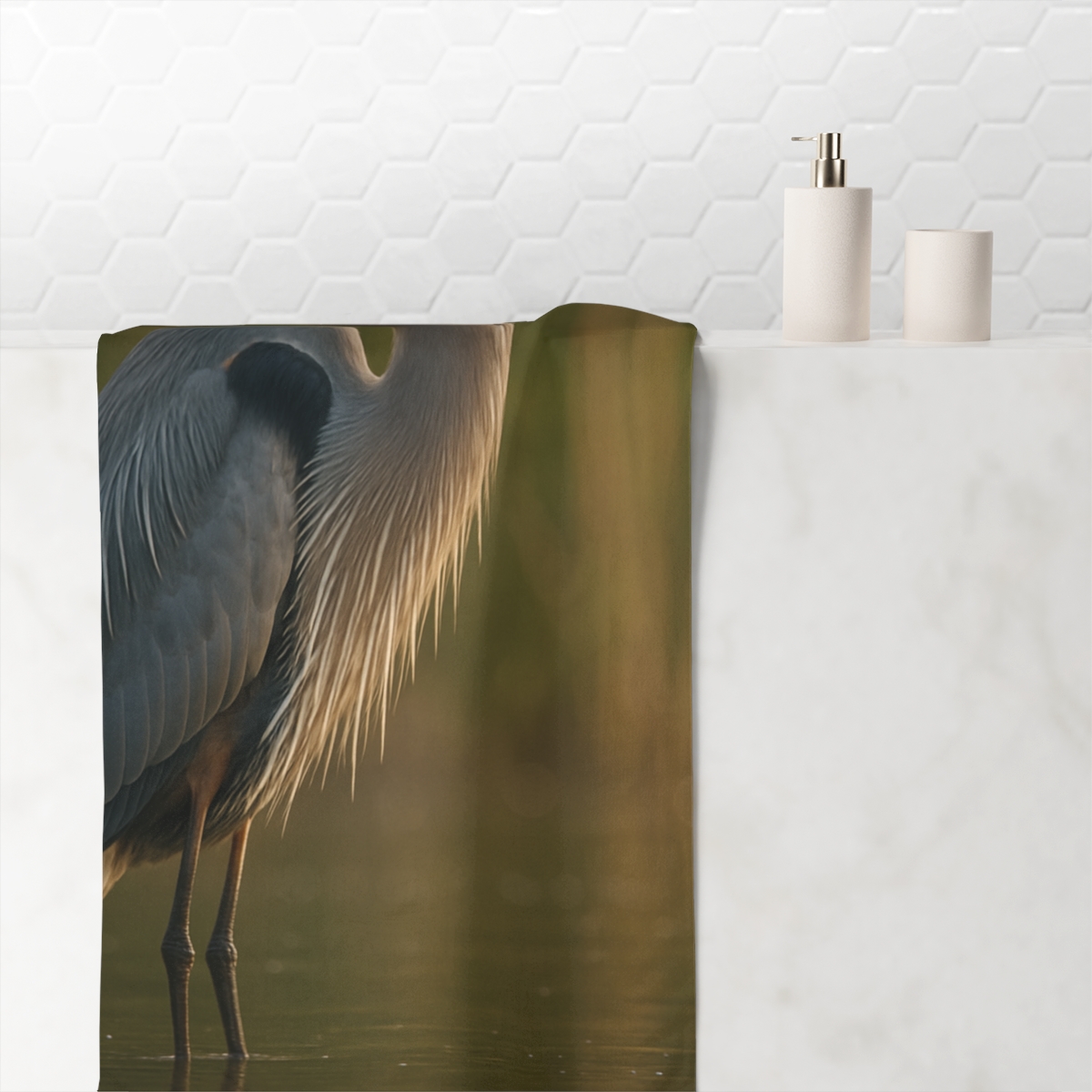Reedlight Reverie Great Blue Heron stylish beach towels