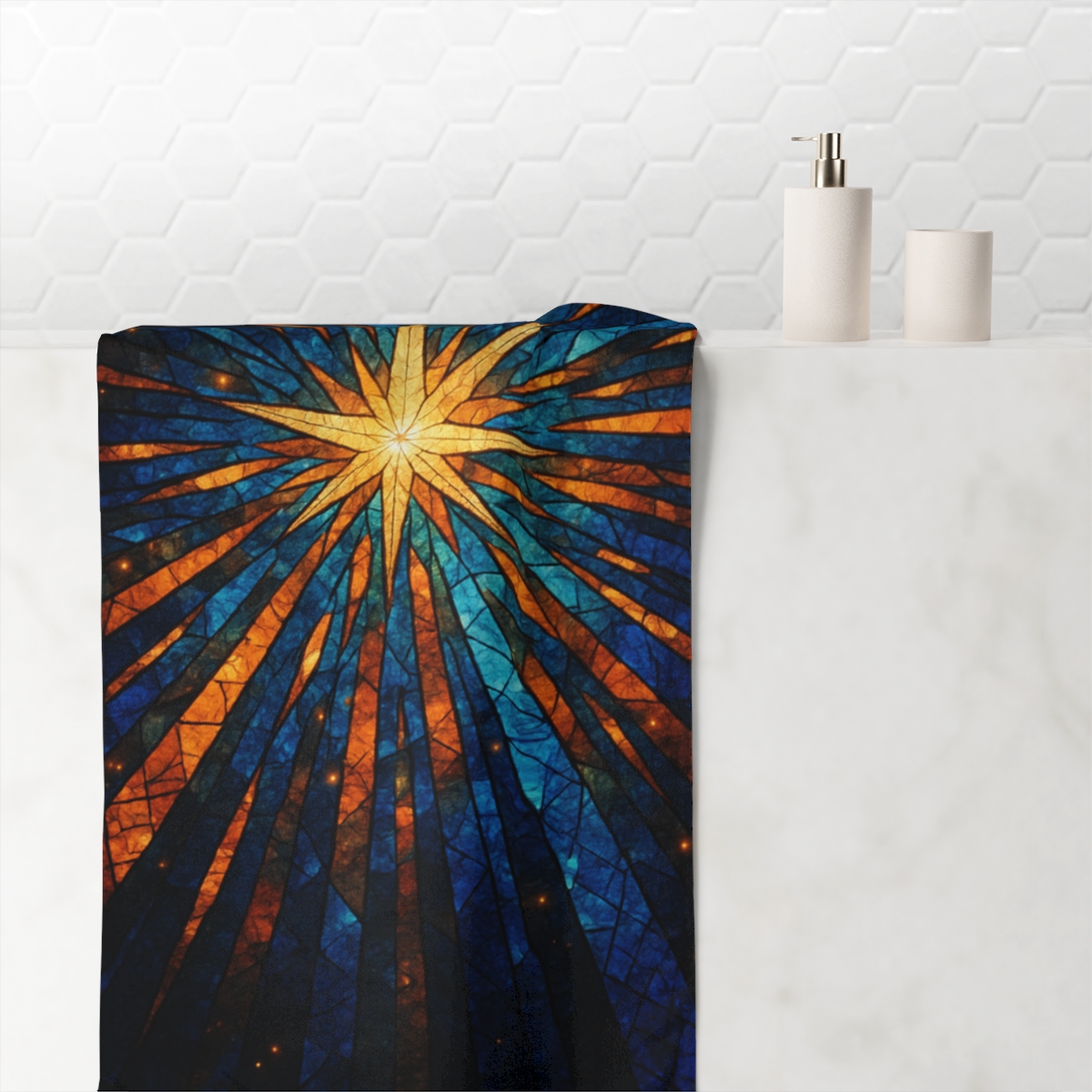 Starburst Mosaic Cascade personalized bath towels