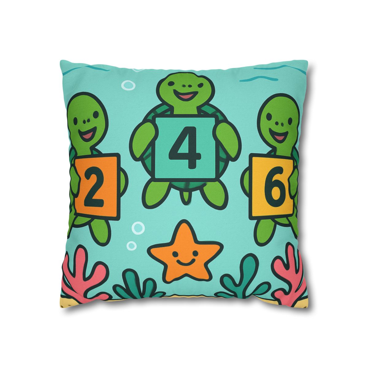 Coral Reef Math Parade Of Sea Turtles soft cotton pillow cases