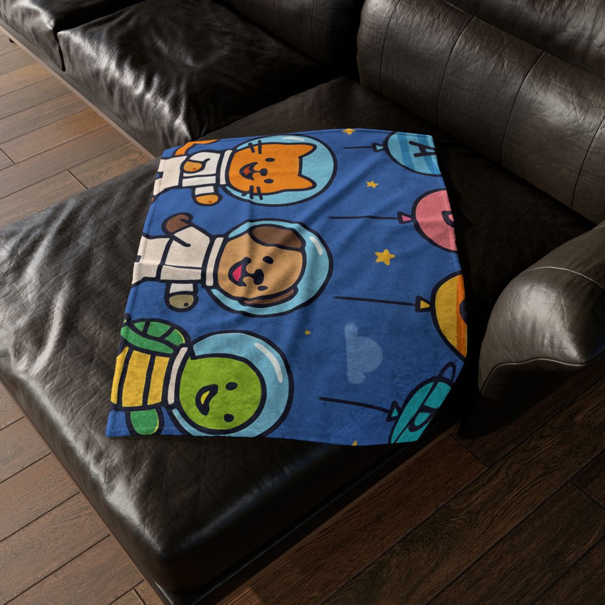 Planet Parade Of The Animal Astronauts soft fleece blankets