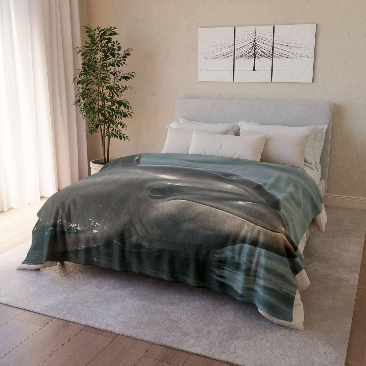 Mirror Calm Bottlenose Dolphin designer printed blankets