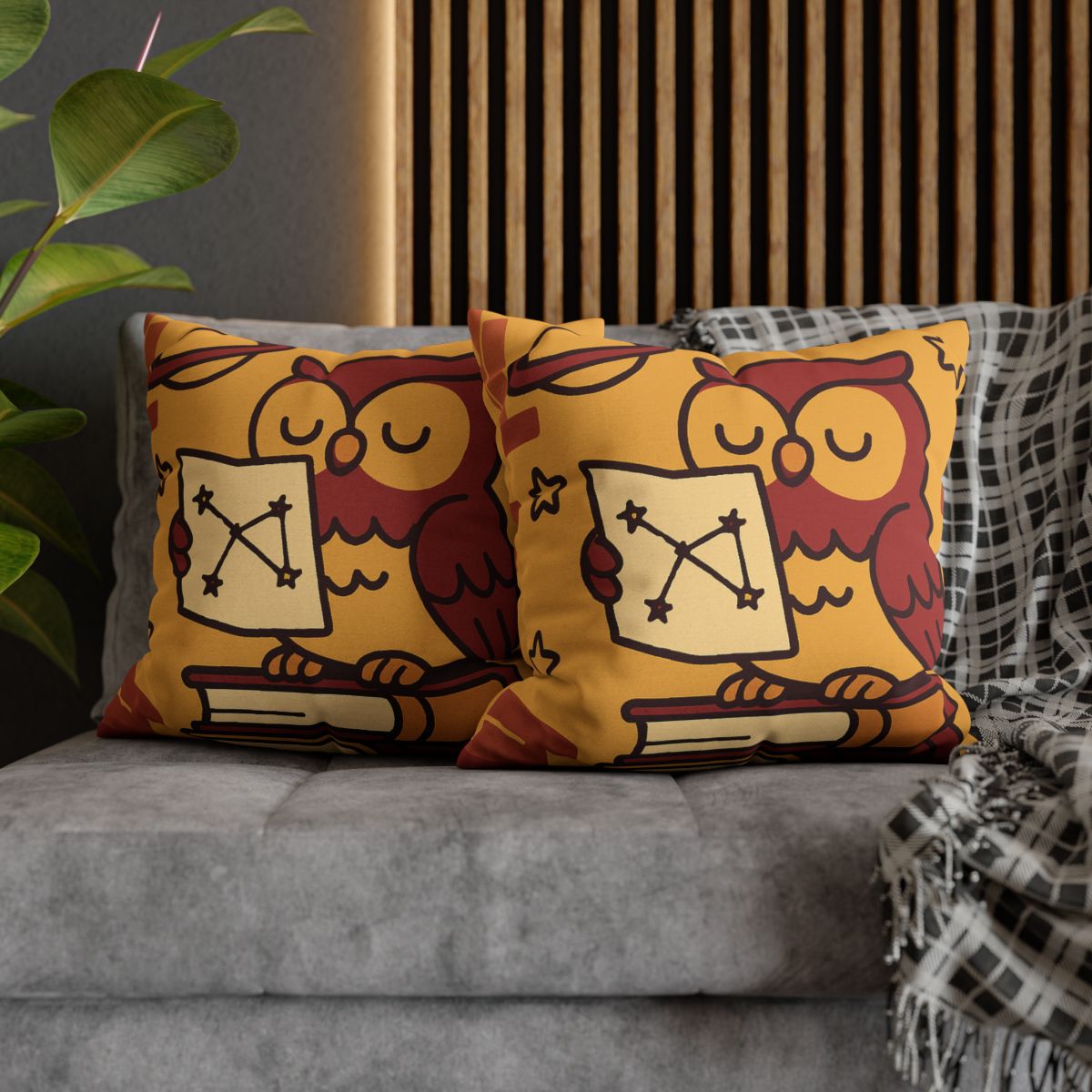 Cosmic Owl Library trendy patterned pillow cases