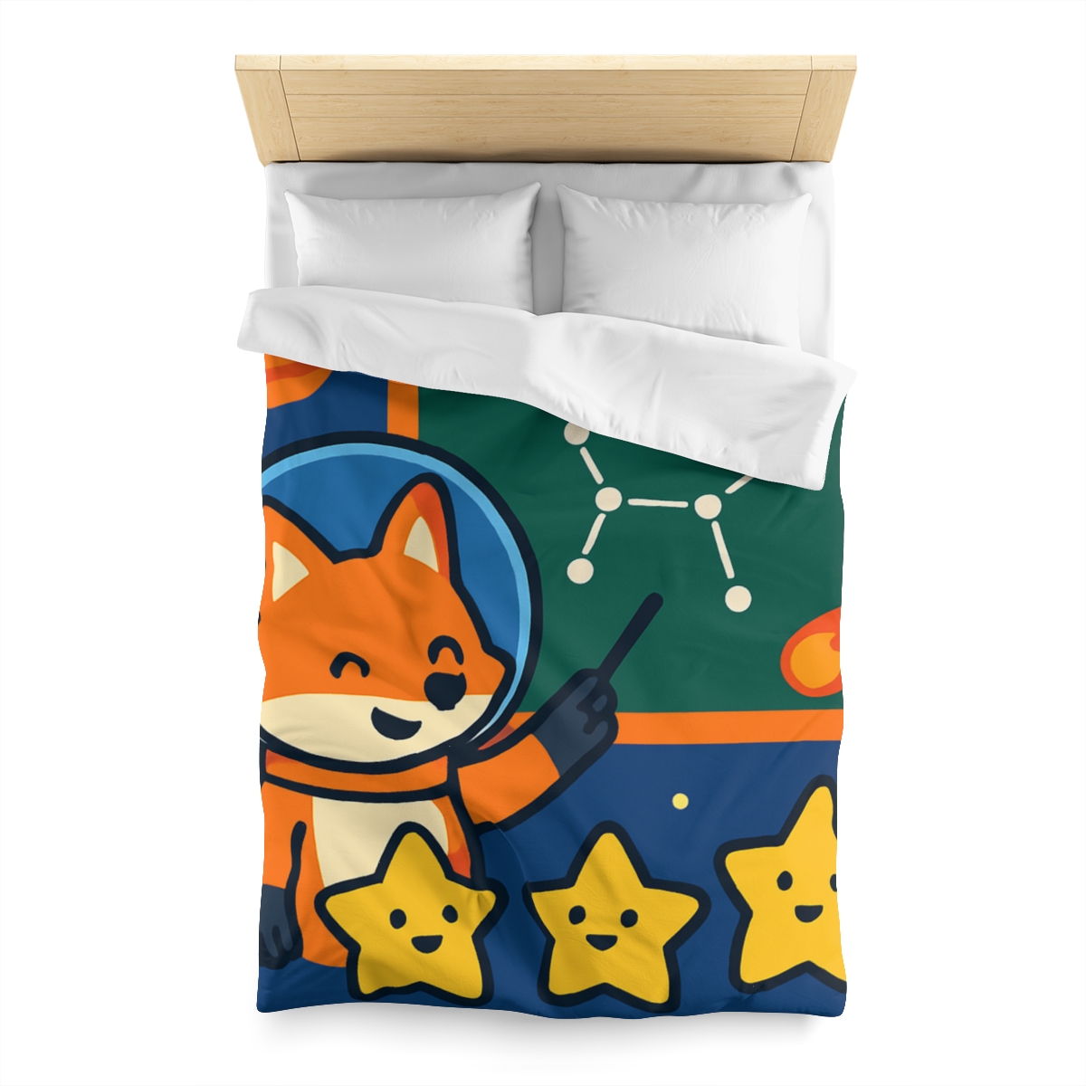 Comet Classroom Space Fox personalized bedding duvets